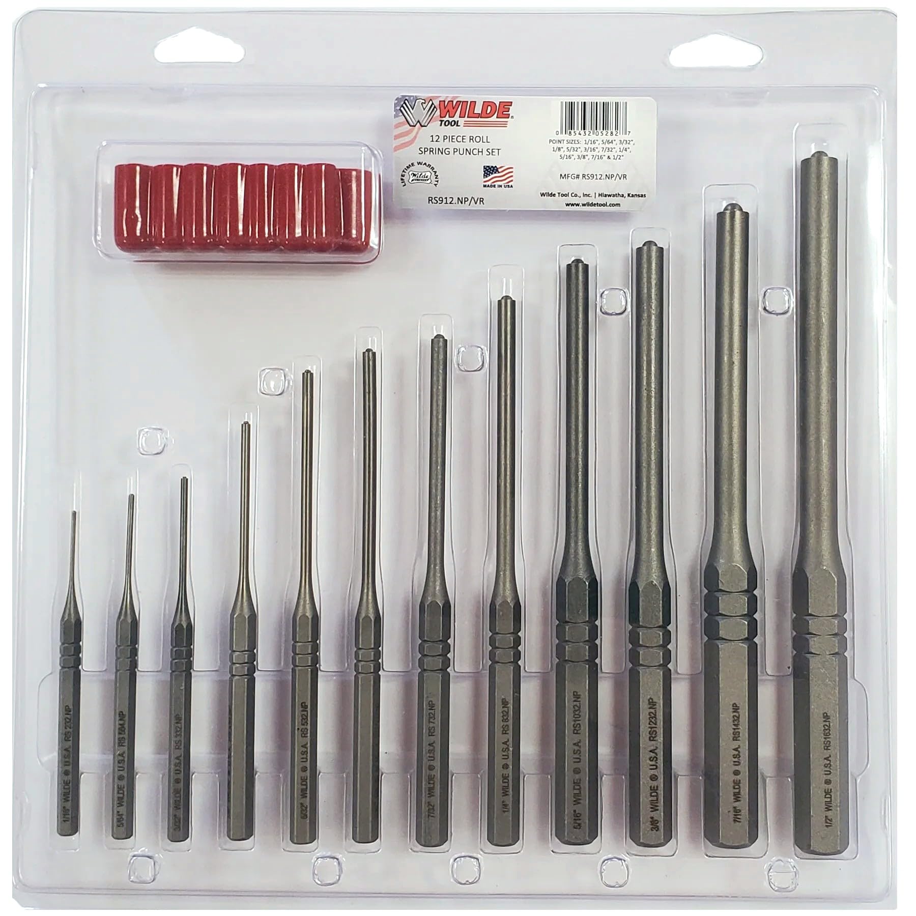 Wilde Tool RS912.NP/VR 12-Piece Roll Spring Punch Set-Vinyl Roll