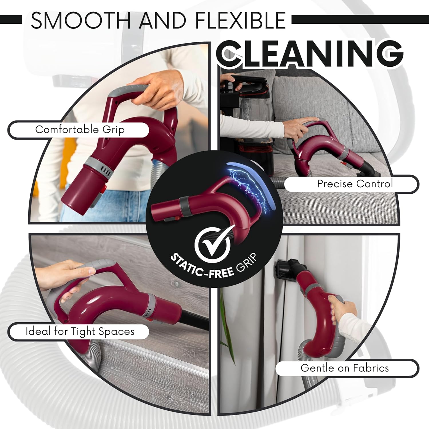 Upgraded Replacement Hose Handle - Premium Quality Shark OEM Vacuum Cleaner Hose Handle - Shark Navigator Rotator Lift-Away Upright for CU520 Series (Burgundy)