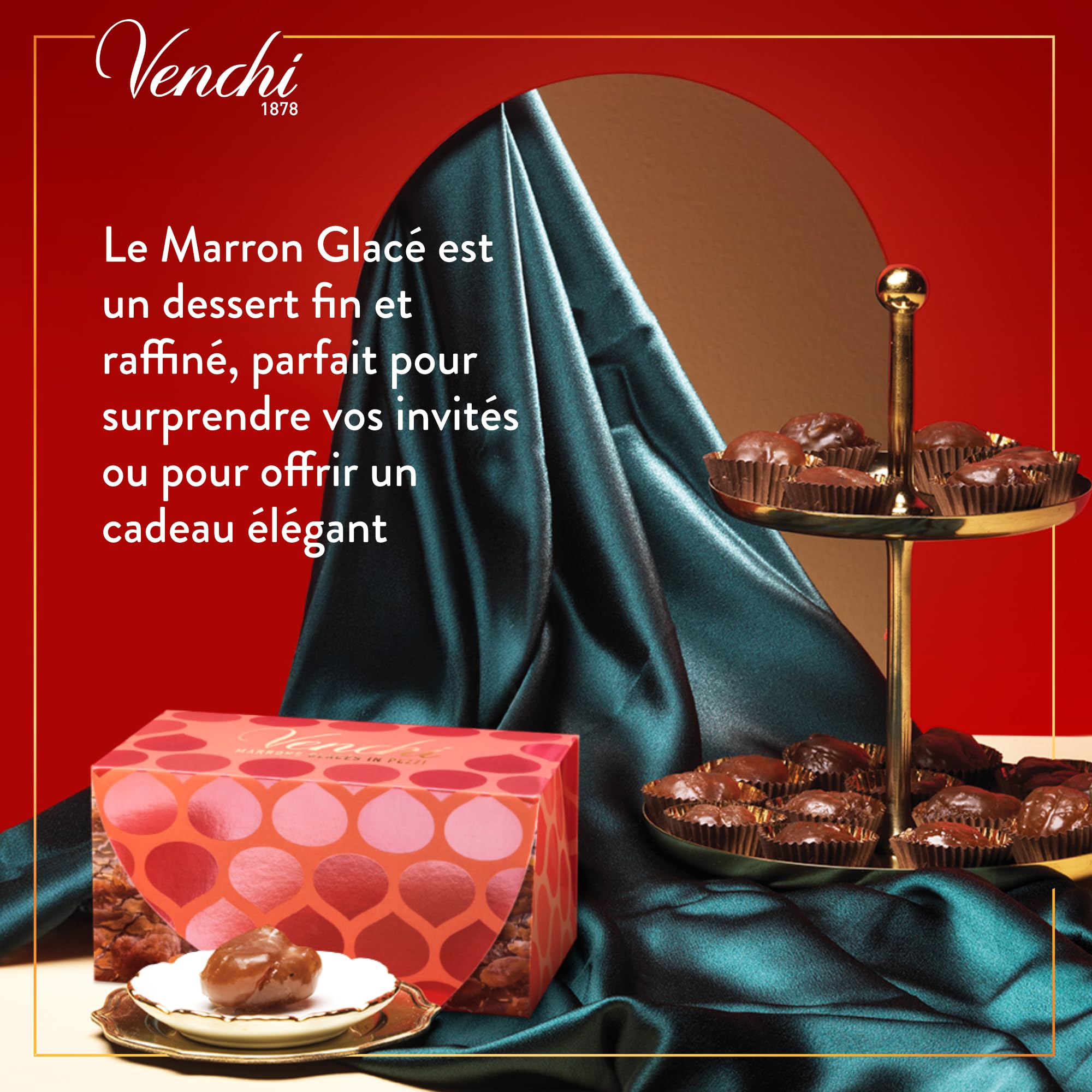 Venchi - Boîte Cadeau avec Marrons Glacés, 250 g - Idée cadeau Noël