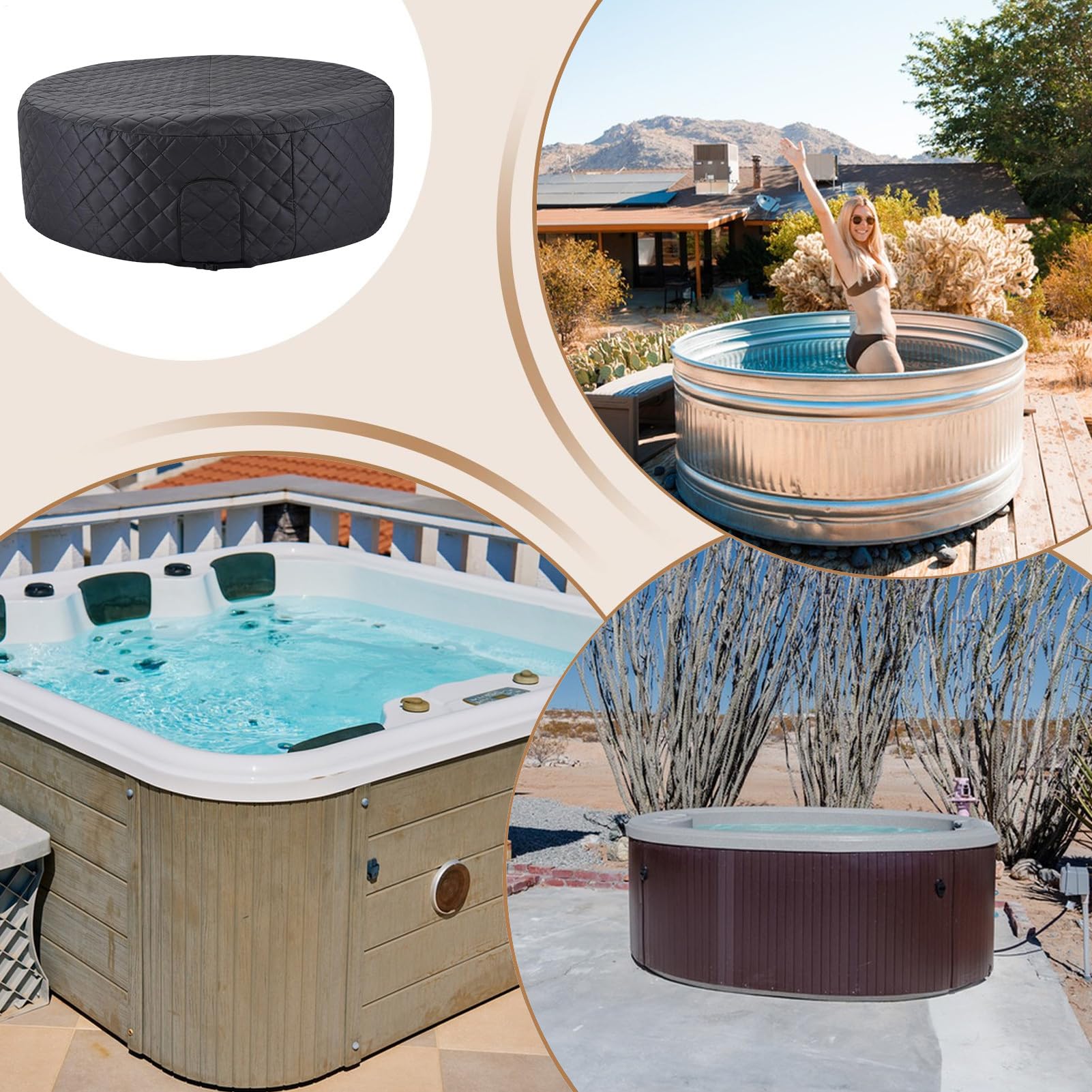 Telo di copertura per spa, protezione termica isolata, pieghevole, per spa gonfiabile, fino a 145 cm, per giardino, terrazza