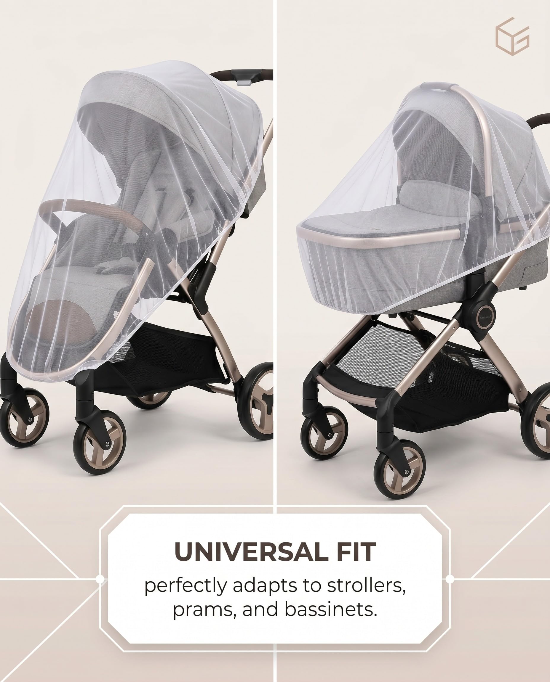 Zanzariera Universale Bianco 1pz per Passeggino Carrozzina Culla Neonato. Protezione Insetti e Zanzare, per un Sonno Sereno e Sicuro del Bambino.