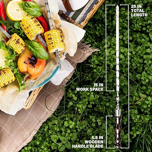 Miniatura 3 de Juego de brochetas 6 en 1  Kit de brochetas premium para asar al aire libre  Accesorios de parrilla  Suministros de barbacoa  Juego de utensilios de