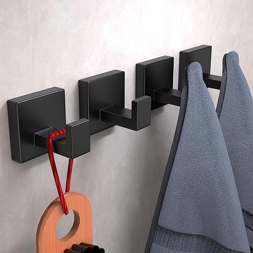 Miniatura 9 de HUFEEOH Ganchos adhesivos para toallas, paquete de 4 ganchos adhesivos para colgar resistentes, ganchos para abrigostoallas, ganchos de pared para
