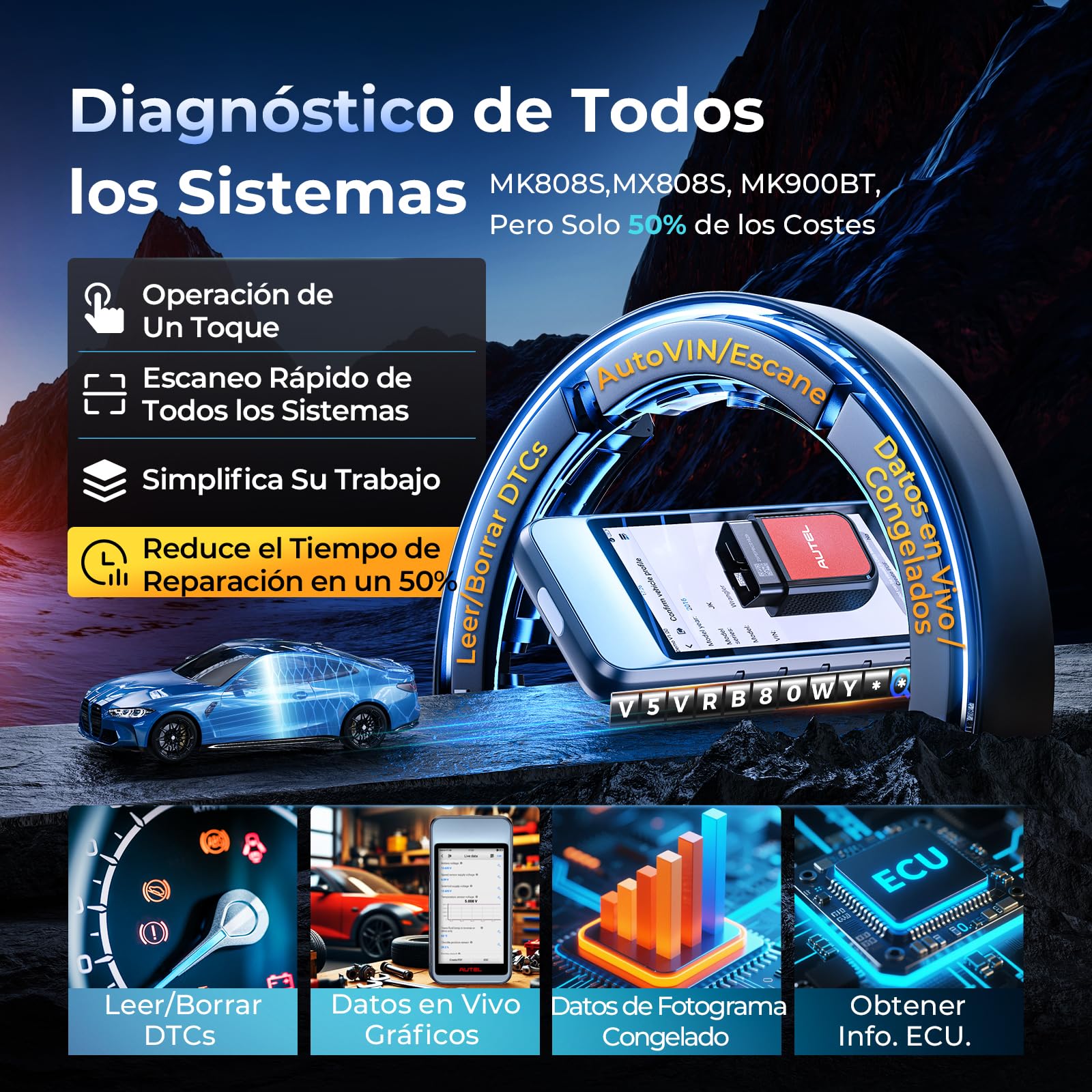 Autel MaxiDiag MD906PRO Diagnosis Coche Multimarca: 2025 Bluetooth Ver. de MaxiCOM MK808S MX808S, Sucesor de MD808PRO MD806 OBD2 Maquina Diagnosis, FCA SGW CAN FD,11 Servicio, Sin Cargo de Suscripción