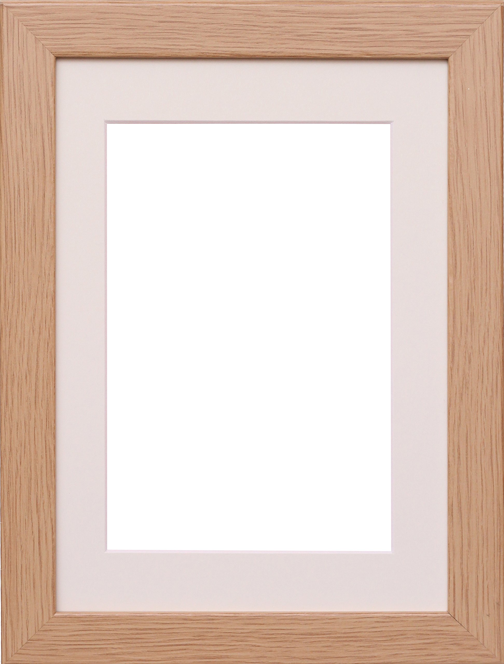 Oak Darkoak Plum Mahogany Flat Wooden Effect Photo Picture Frame Poster Frames With Ivory Mount (12"x10" for Picture Size 9"x7", Oak)