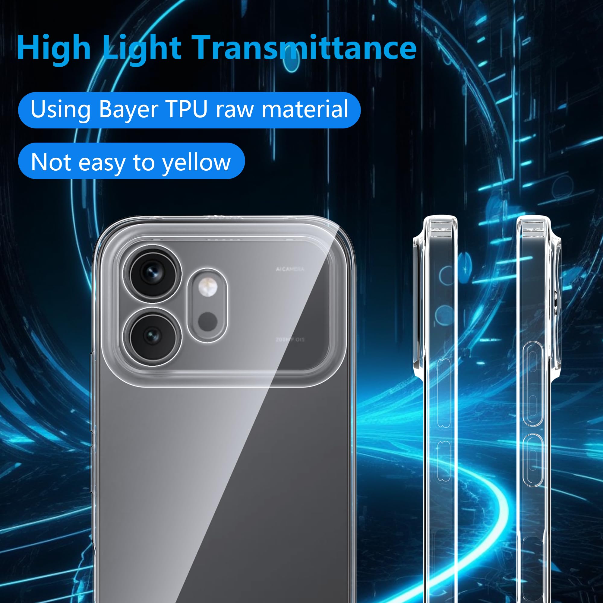 FDHYFGDY Cover per Honor 600 5G Custodia per Telefono, Anti-ingiallimento Antiurto Trasparente con Custodia Protettiva, Ultra Sottile Morbido in TPU Custodia Protettiva