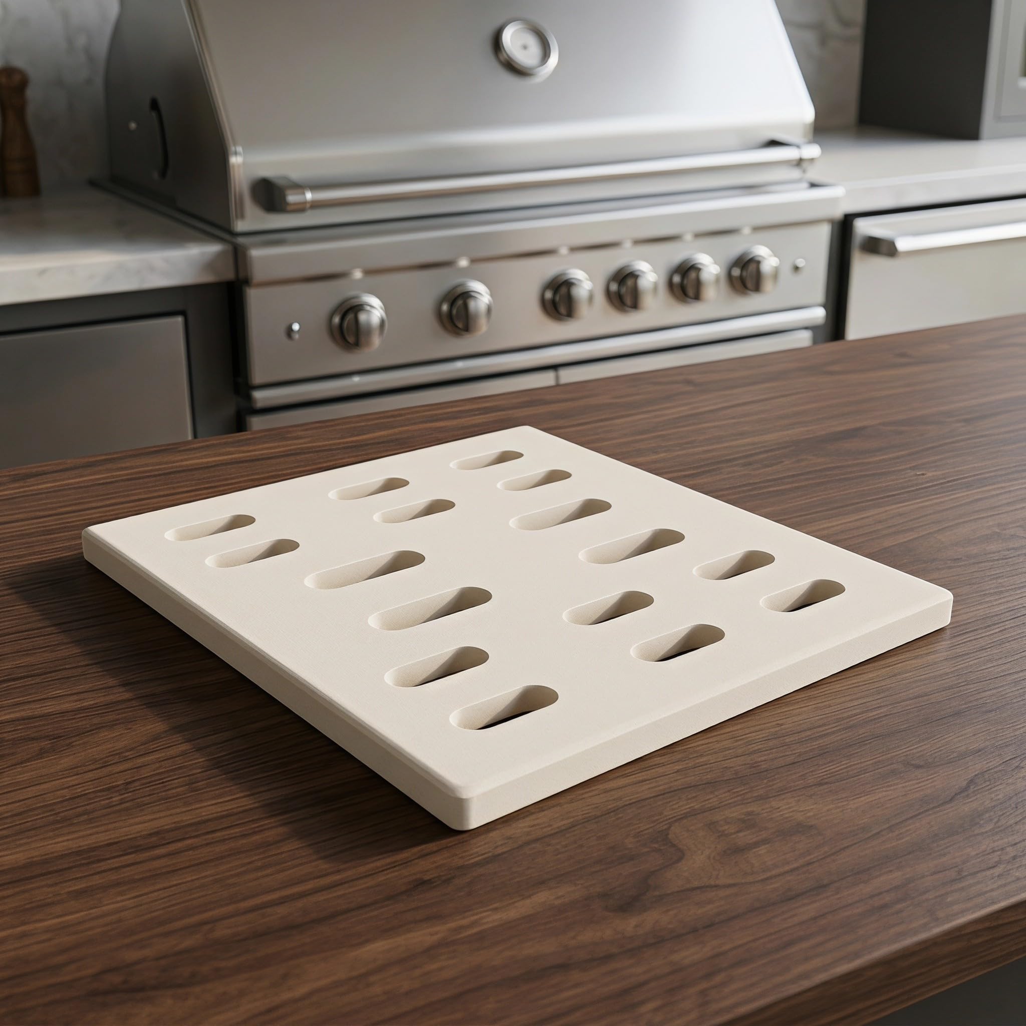 ibasenice Diffusore di Fiamma in Mattoni ceramici - Piastra radiante per Barbecue a Gas da 8x7,2 Pollici - Bricchetti in Ceramica Resistenti, Ideali per grigliate estive.