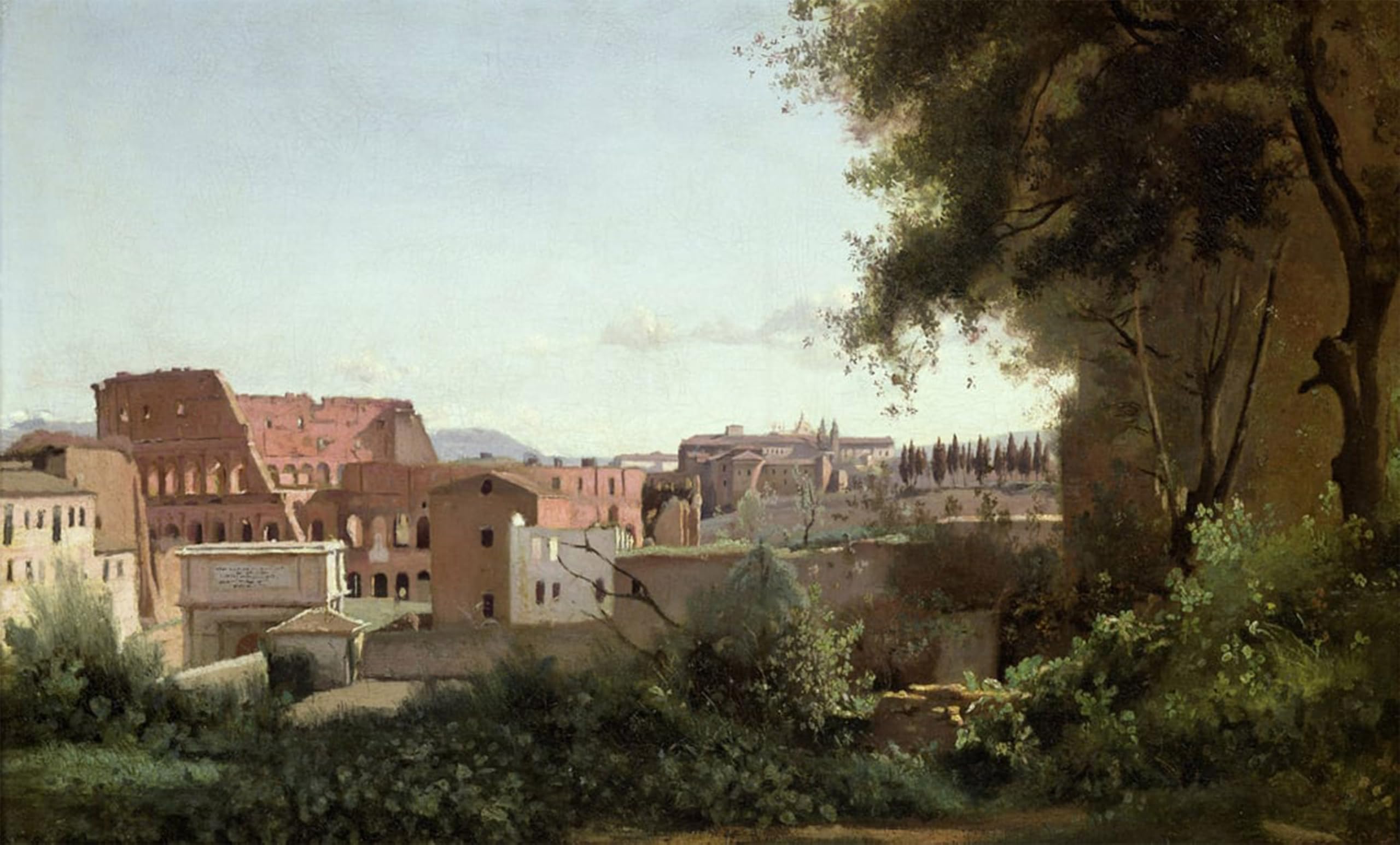 ARTXLXXBN Famous Painting Art Wall Decor Abstract Art Picture View of the Colosseum from the Farnese Gardens by Jean Baptiste Camille Corot Animal Pictures for Home Decor 60x90cm