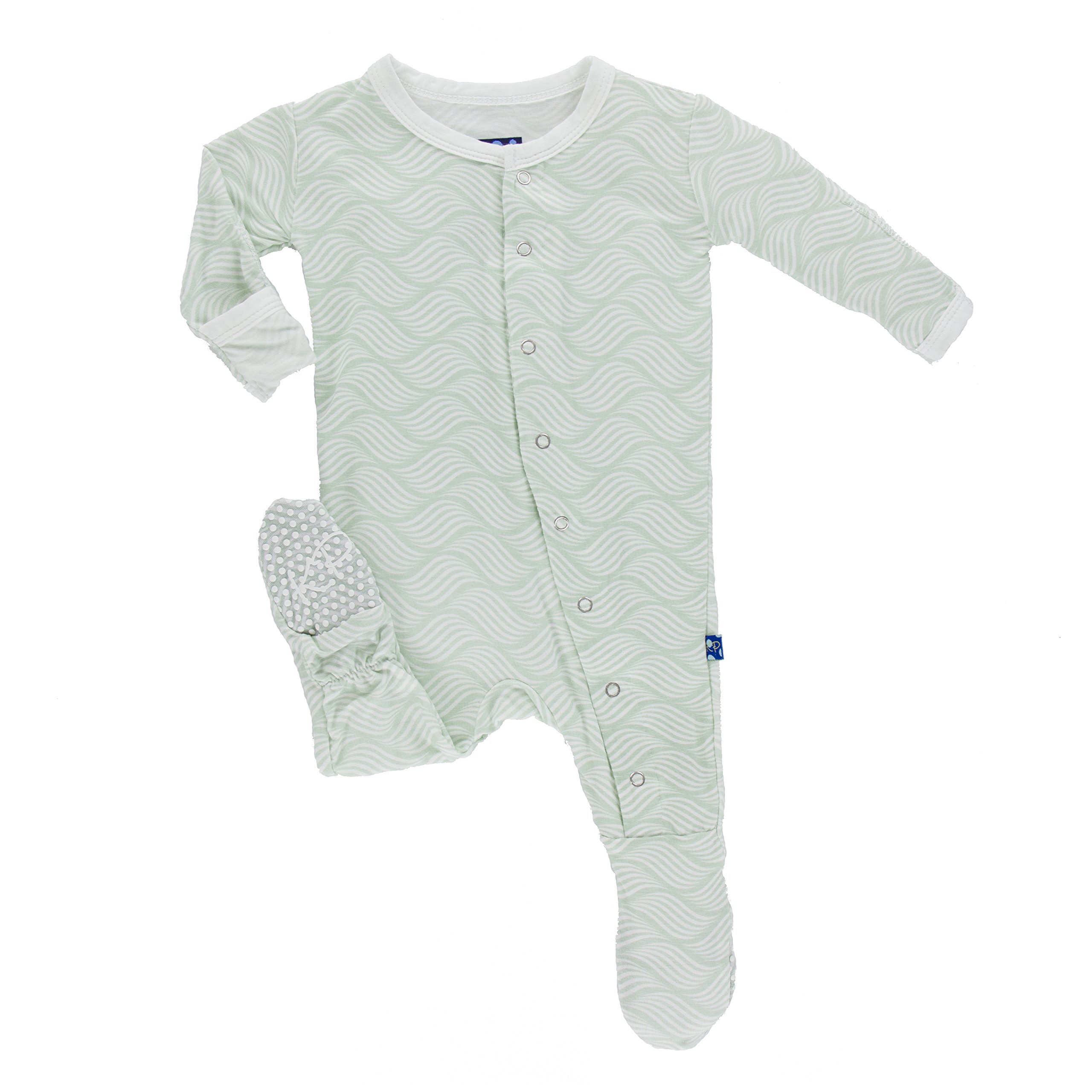KicKee Pants Little Girls Print Footie - Aloe Water Lattice, 9-12 Months