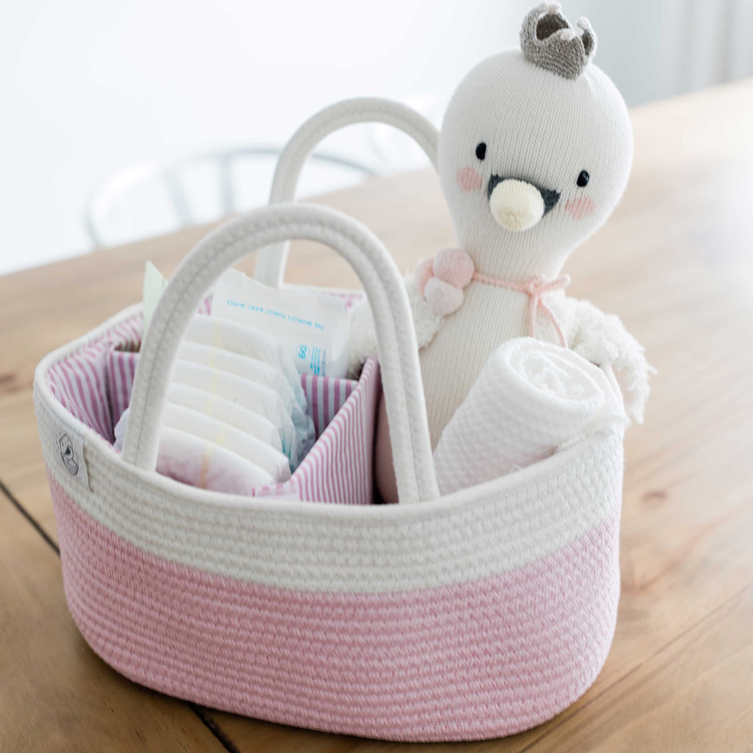 OrganiHaus Rope Diaper Caddy Basket & Baby Changing Basket Diaper