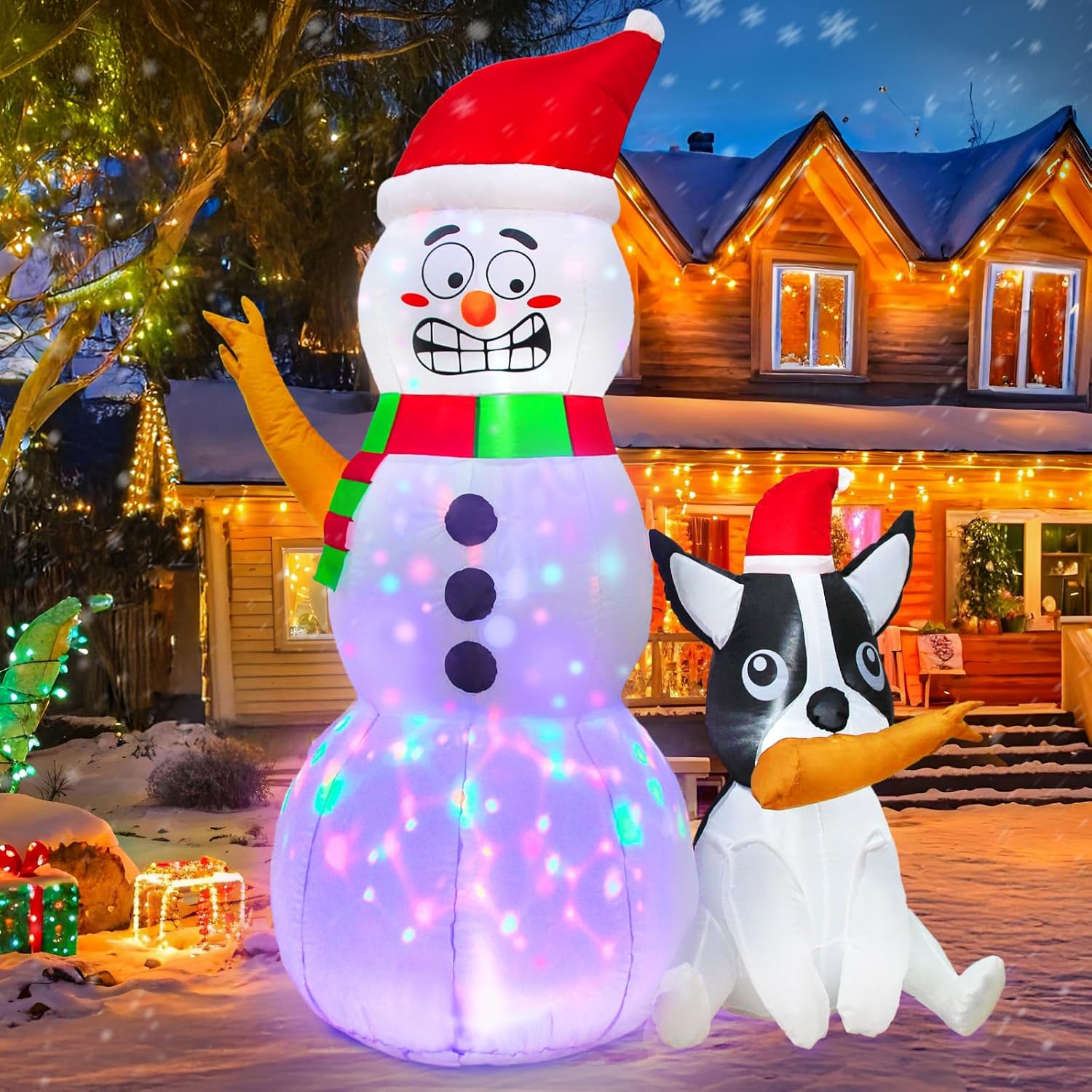 OurWarm 6FT Inflatable Christmas Snowman & Dog