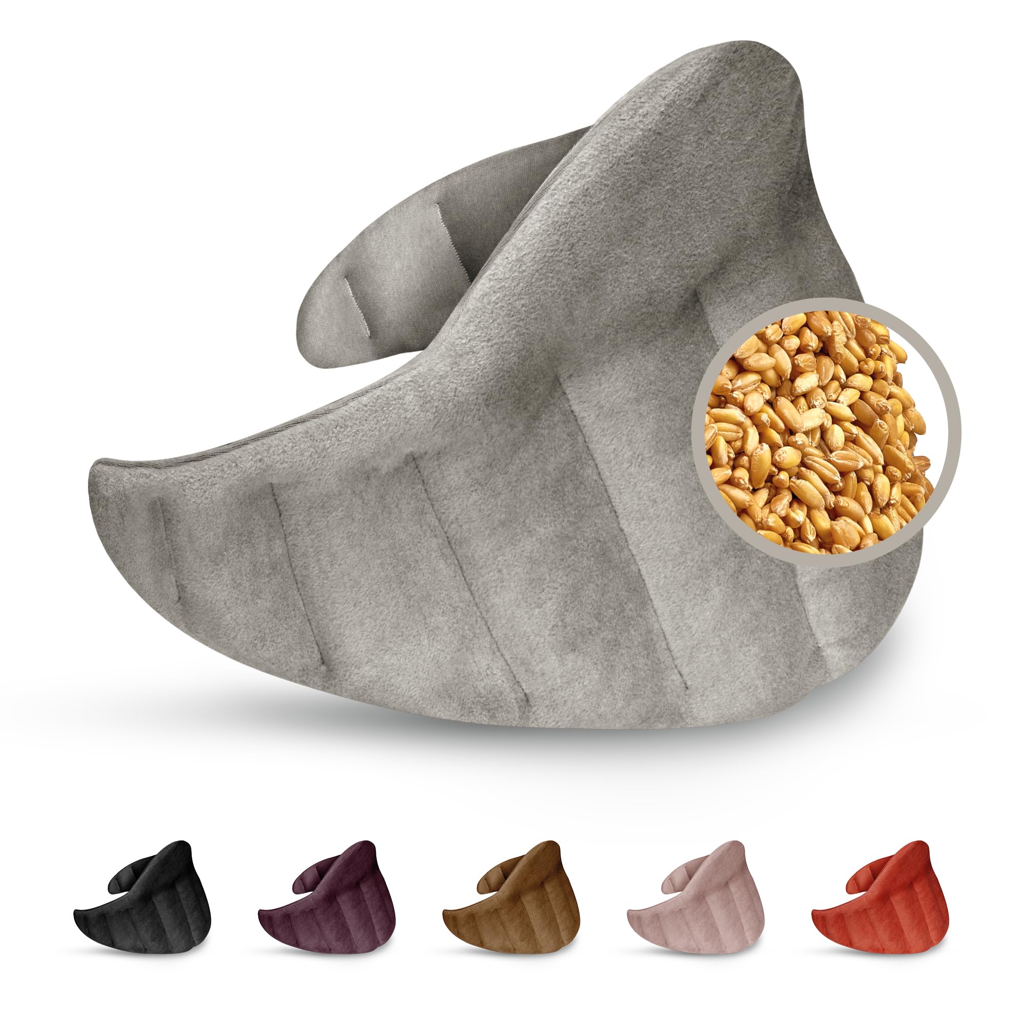 LESCHI XXL Bolsa Semillas Microondas 60x28cm, 100% Algodón y Trigo Orgánicos, Saco de Semillas de 11 Compartimentos, Saco Térmico de Semillas para Microondas ideal para Cervical y Espalda, Gris