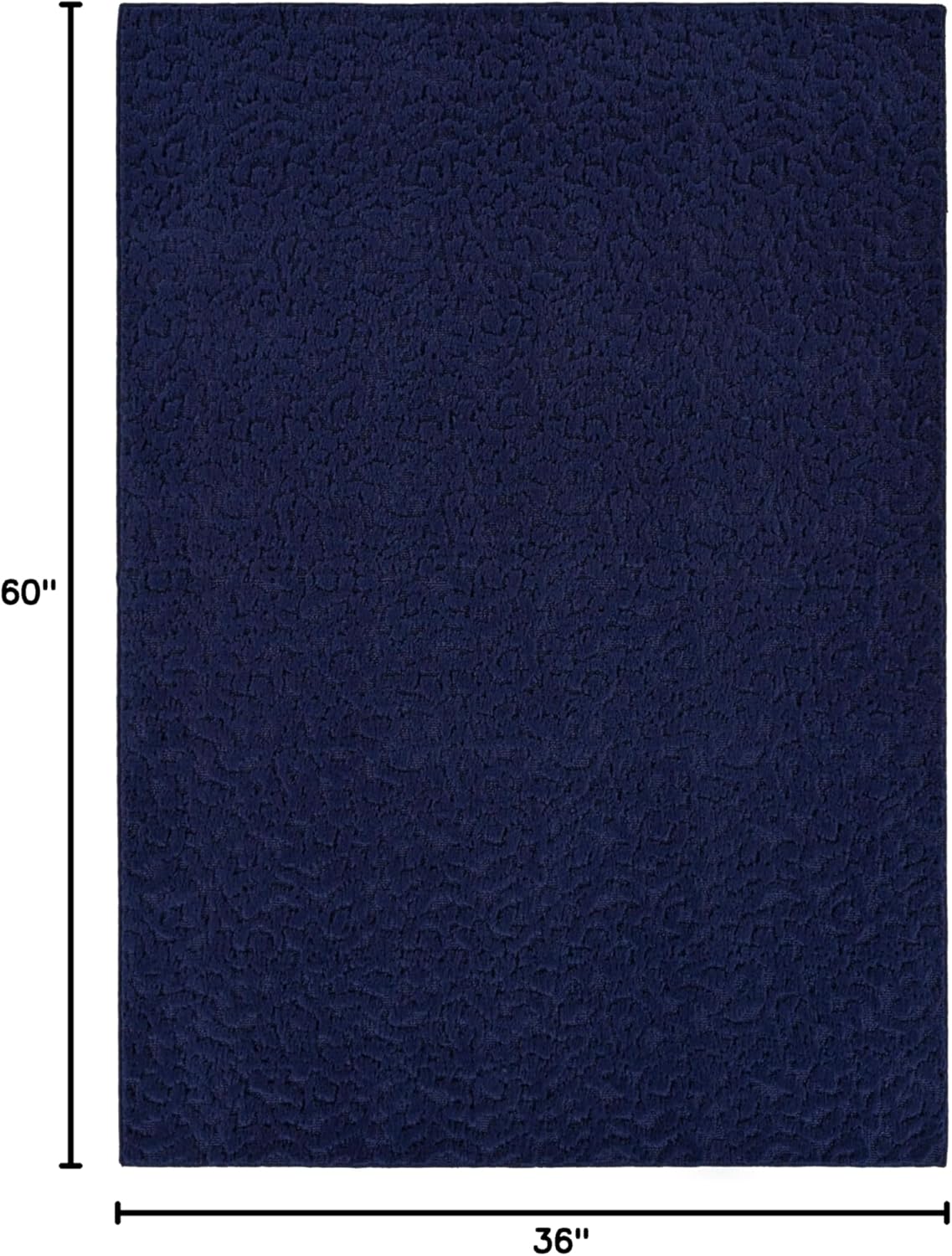 Garland Rug Ivy 3 Ft. X 5 Ft. Navy Blue Floral Solid Color Area Rug - Durable, Stylish, and Soft Rug for Living Rooms, Hallways, Bedrooms, and High-Traffic Areas