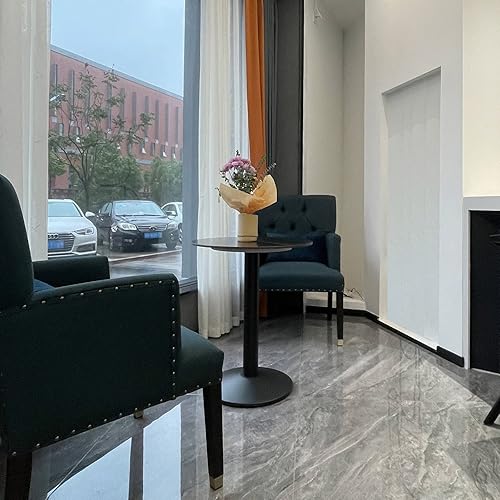 Miniatura 3 de Mesa alta redonda de piedra sinterizada de 21.6 pulgadas, patas de metal modernas, barra alta simple, mesa alta para cafetería, restaurante, postre