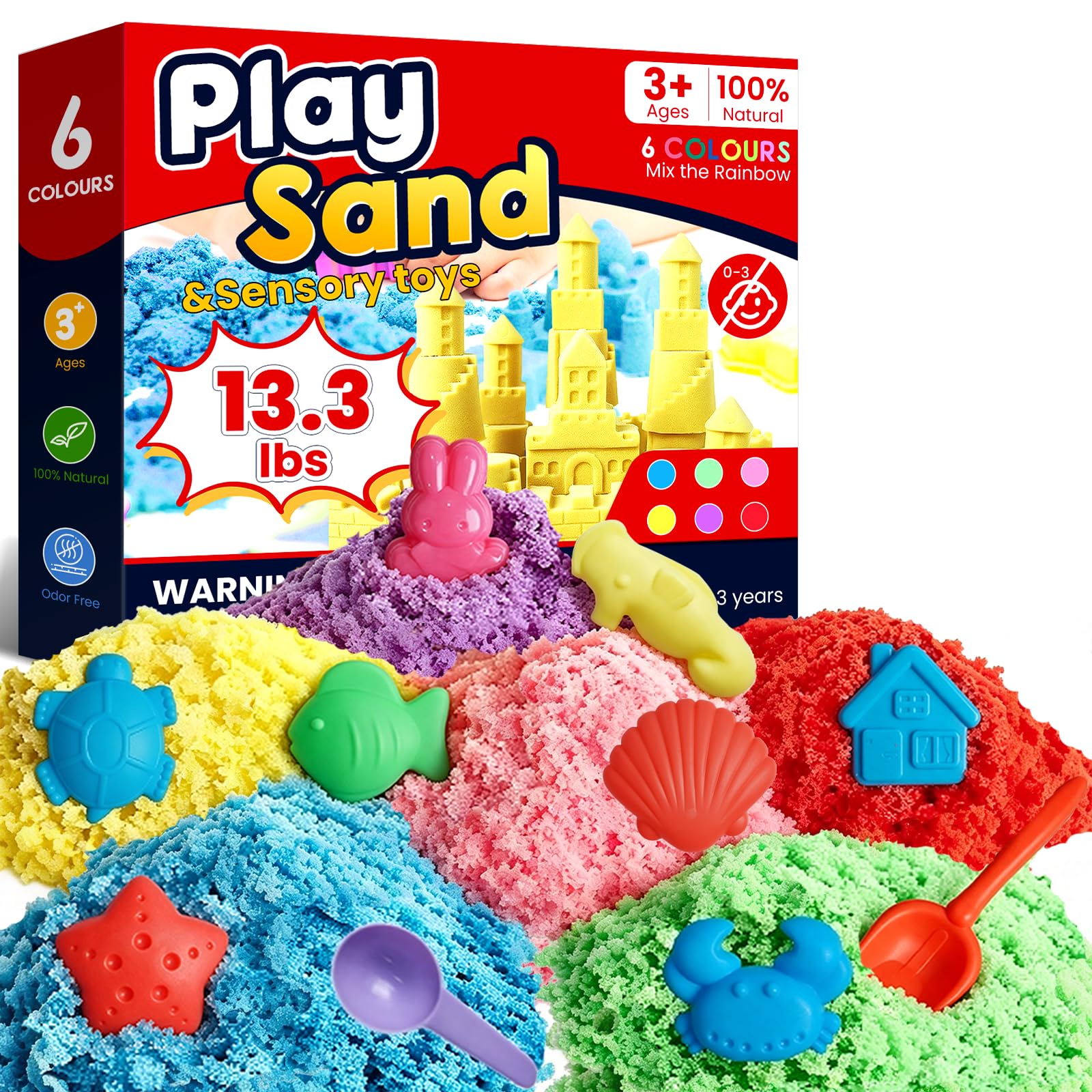 Play Sand Set,13.3lbs Colorful Sensory Sand,15 Tools Molds,Art Kit