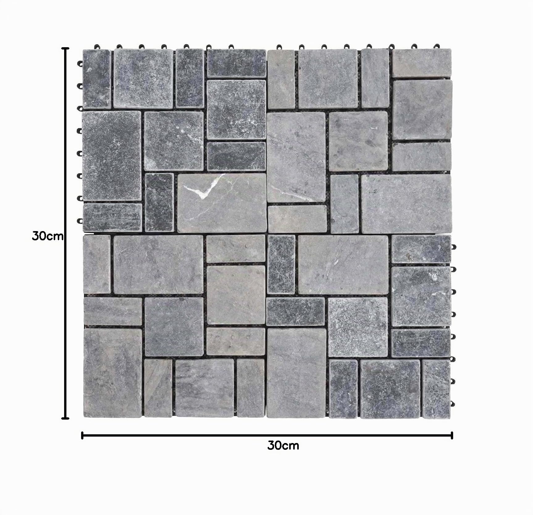 Mendler Balcón terraza HWC-K70 - Baldosas de suelo encajables para exterior, 11 piezas = 1 m², color gris oscuro