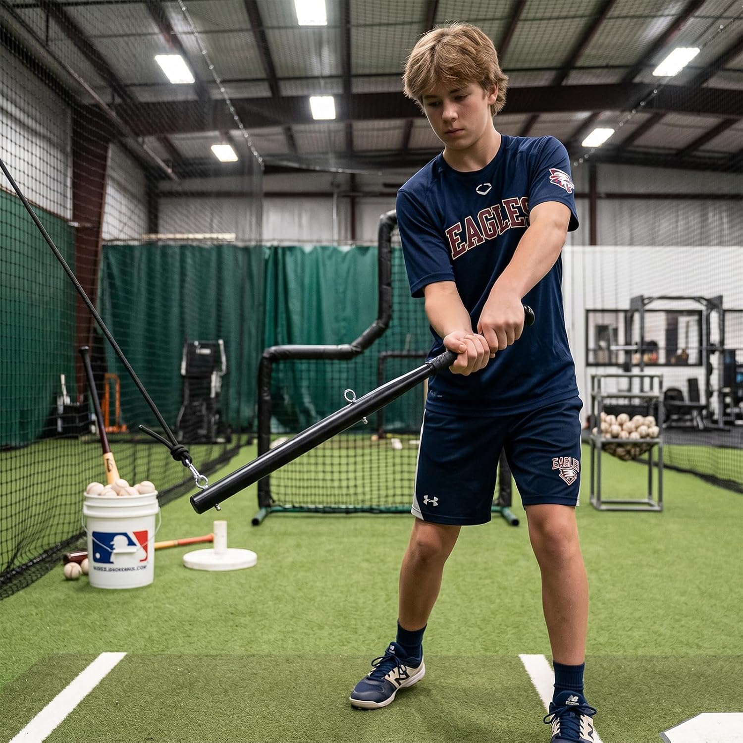 Force Swing Pro Baseball Swing Training Aid with 5 Adjustable Resistance Bands, Batting Practice Equipment for Speed and Mechanics, All Ages