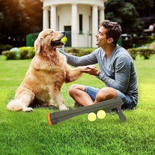 Miniatura 5 de Lanzador de pelotas para perros para mascotas, incluye lanzador de 23.4 pulgadas para dos pelotas de tenis de 23.4 pulgadas