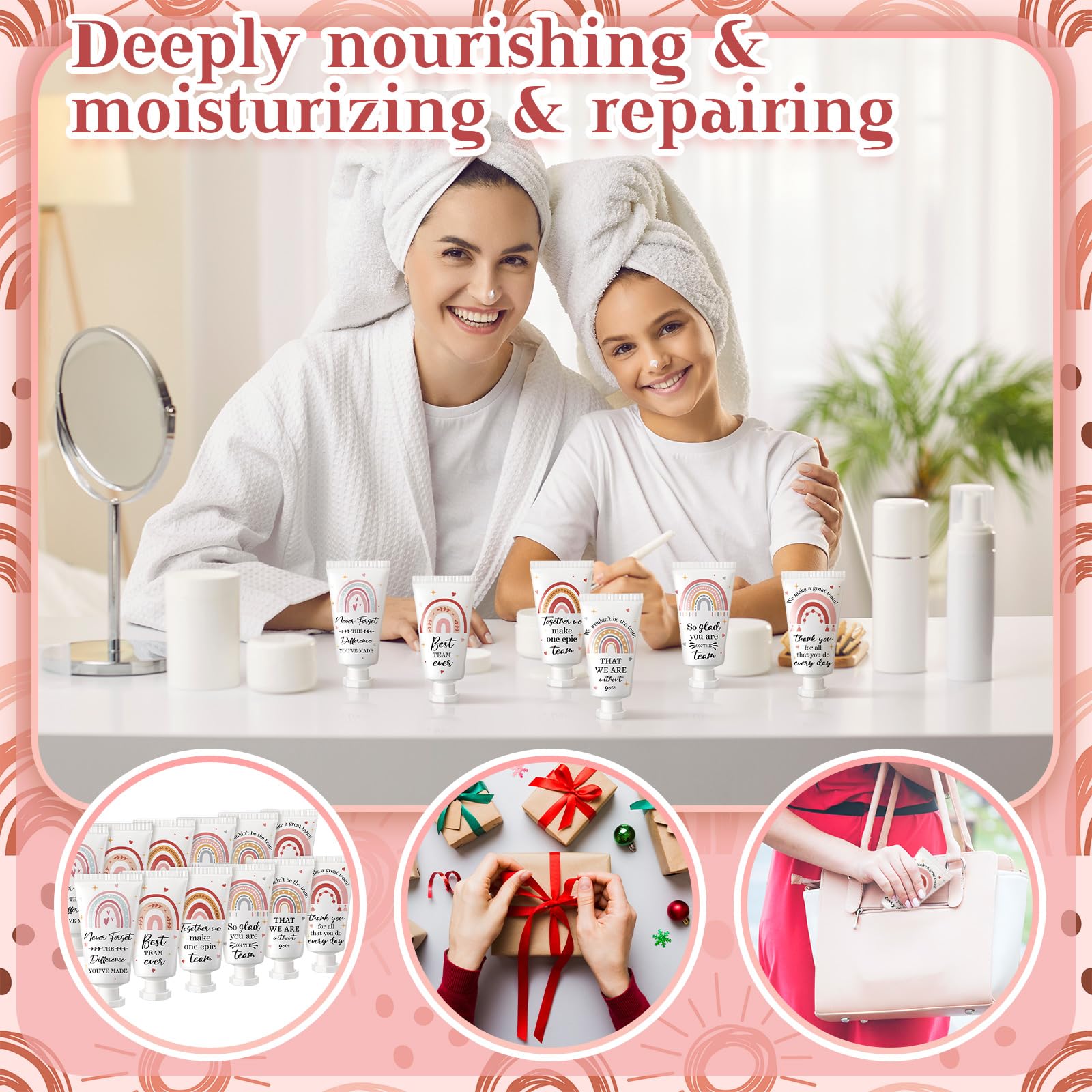 48 Stück Geschenke für CNA-Woche, Thanksgiving Handcreme für Mitarbeiter, inspirierende Geschenke für Teams, Boho-Regenbogen, Abschlussgeschenke für die