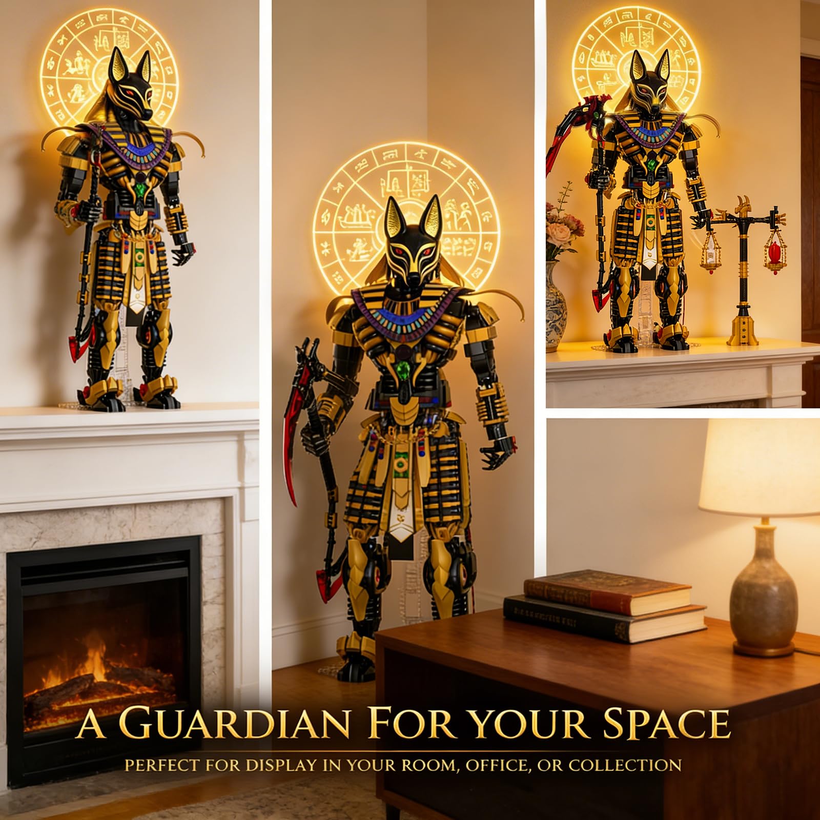 JMBricklayer Anubis Bausteine Erwachsene, Altes Ägyptischer Gott Figur Bauspielzeug, Groß Mythisch Ägypten Hundekopf Statue Dekor Modell, Höhe 66cm, Bausatz Geschenke für Mythologie Liebhaber