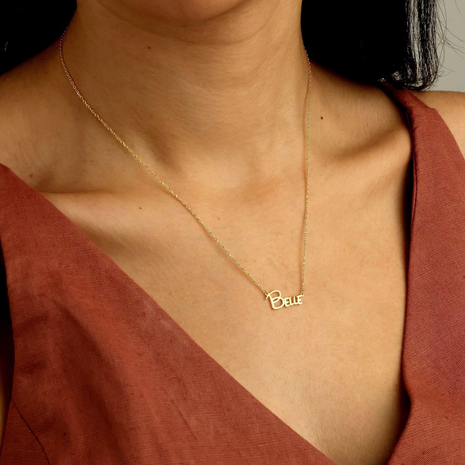 Fiabesco scritta collana con nome, personalizzato viaggio gioiello per bambini, Natale