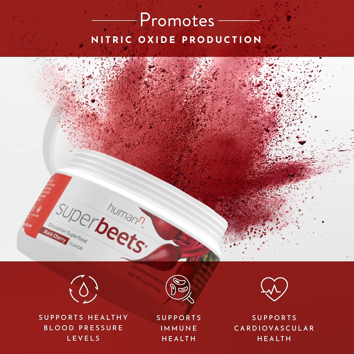 HumanN SuperBeets - Black Cherry Beet Root Powder - Nitric Oxide & Vitamin C Boost for Blood Pressure, Circulation, & Immune Support - Non-GMO Superfood Supplement : Health & Household