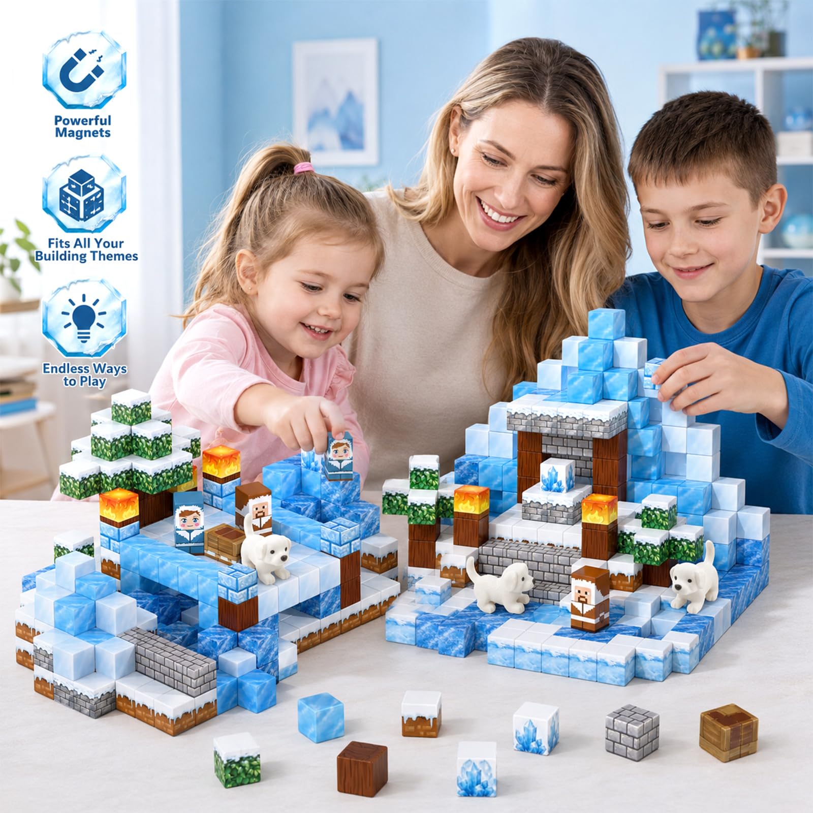 Mattoncini magnetici, 300 pezzi, tema avventura, mattoncini magnetici per bambini, blocchi magnetici, giocattolo da costruzione, regalo per ragazzi e ragazze, gioco di ruolo creativo, viaggio