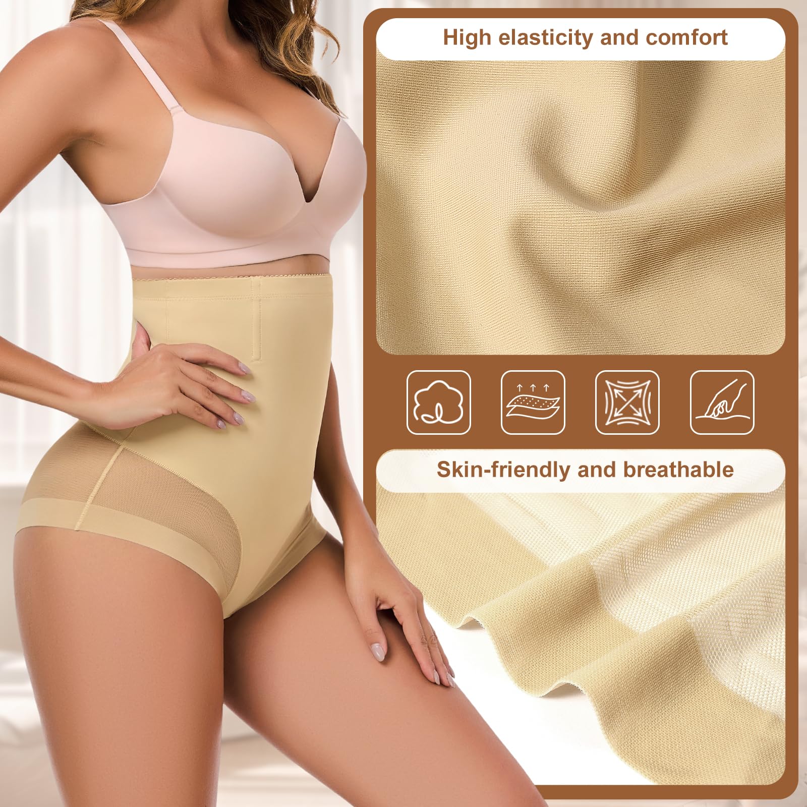 Xnova Guaina Contenitiva Donna Mutande Pancia Piatta, Pancera Contenitiva Intimo Contenitivo Modellante Vita Alta Slip, Traspiranti Body Shaper Panty Shapewear Senza Cuciture