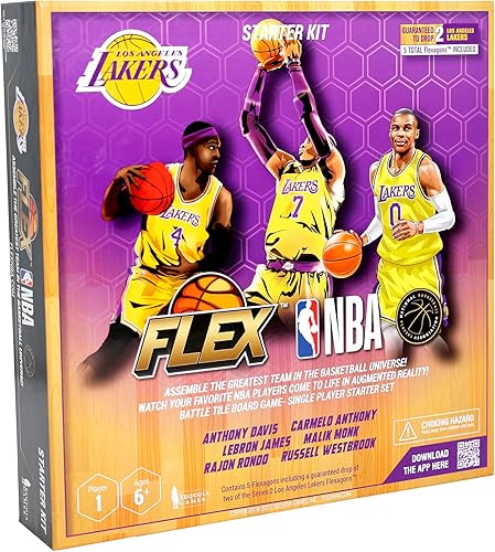 FLEX NBA TCG Game  Juego de iniciación de equipo para 1 jugador, producto oficial con jugadores reales, a partir de 6 años (Los Angeles Lakers)