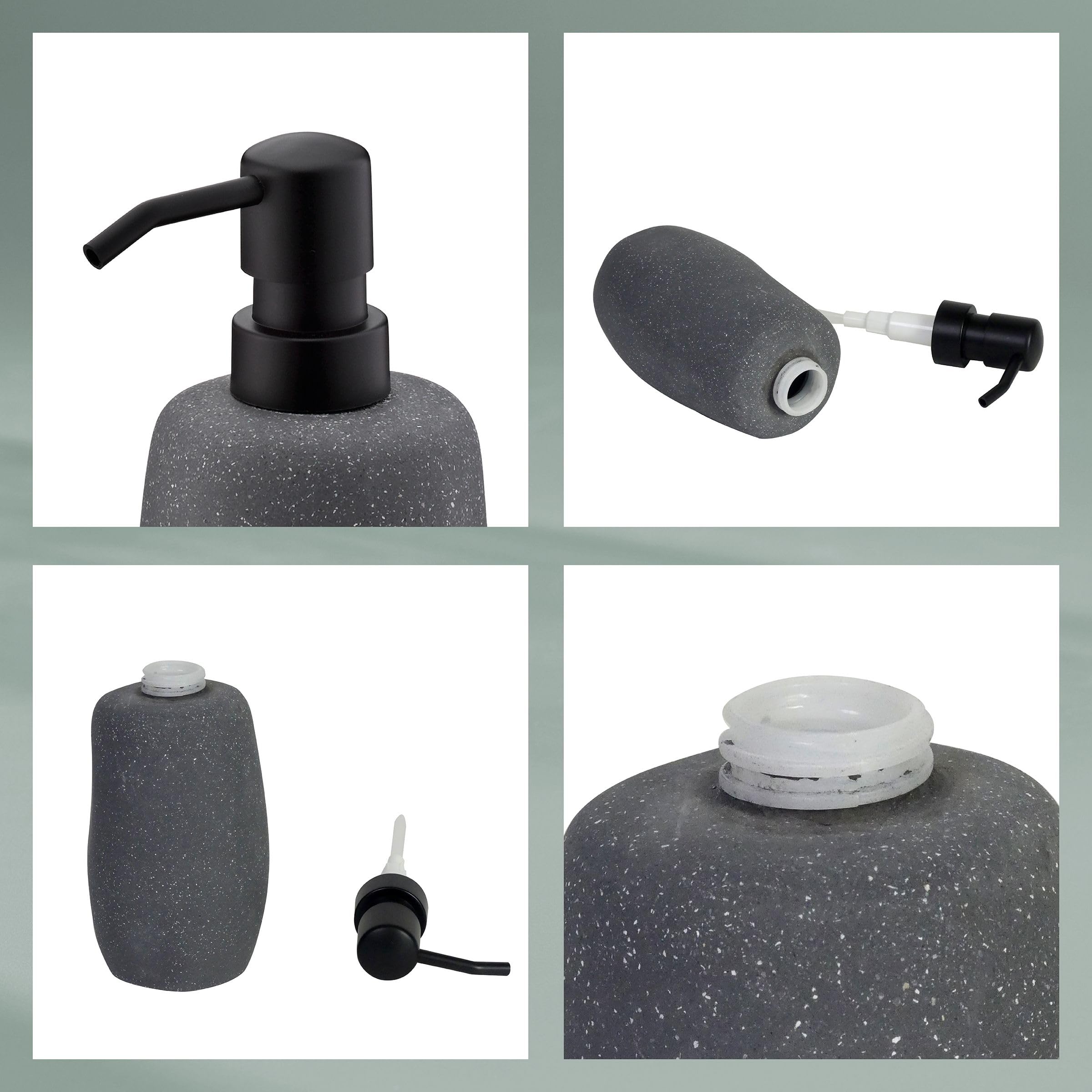 kela Badset Roda, 3-teilig, Zement, grau, 2x Becher, 1x Seifenspender 200 ml, 390239
