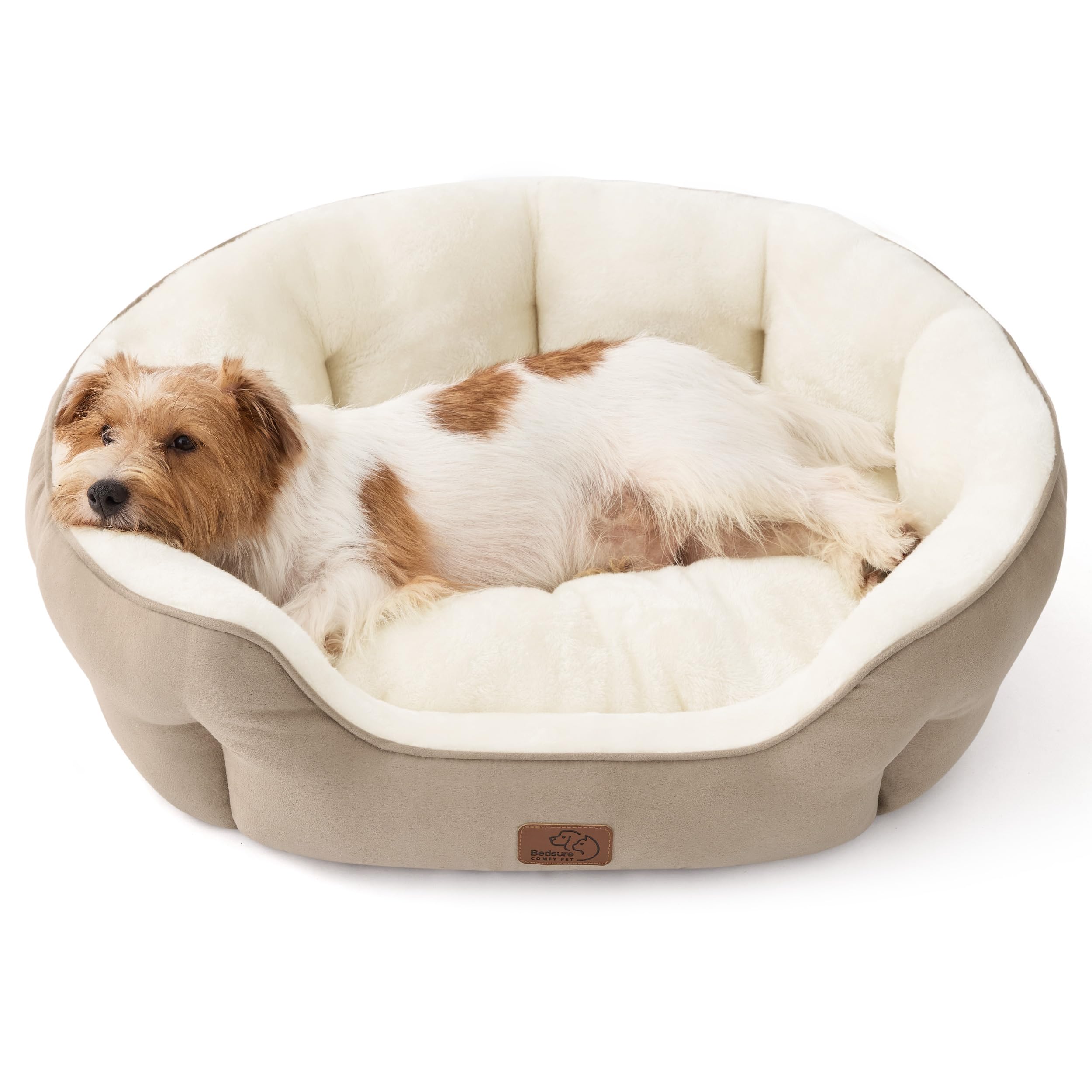 Bedsure Round Washable Medium Pet Bed in Camel