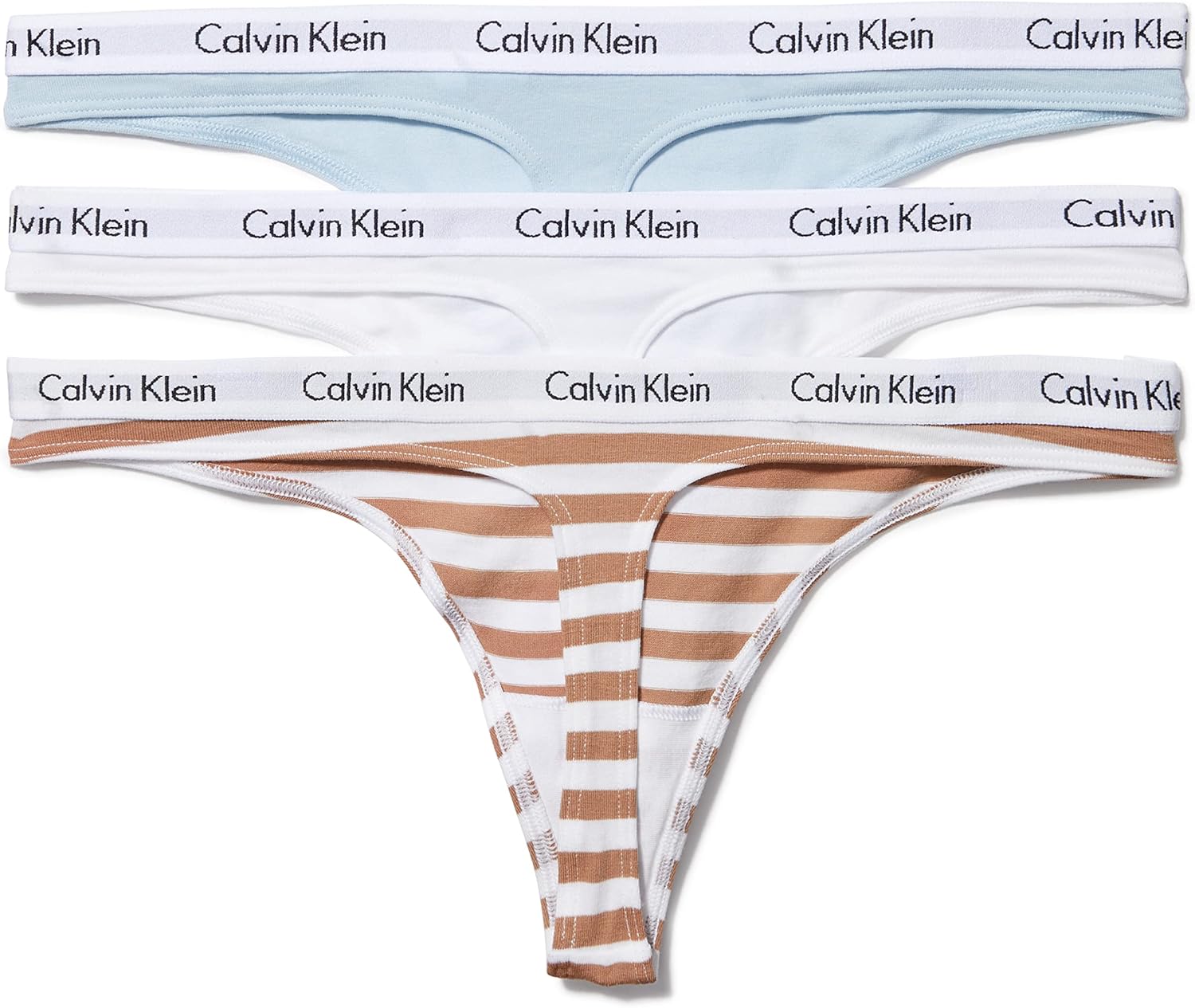 Calvin Klein womens Carousel Logo Cotton Stretch Thong Panties, Multipack