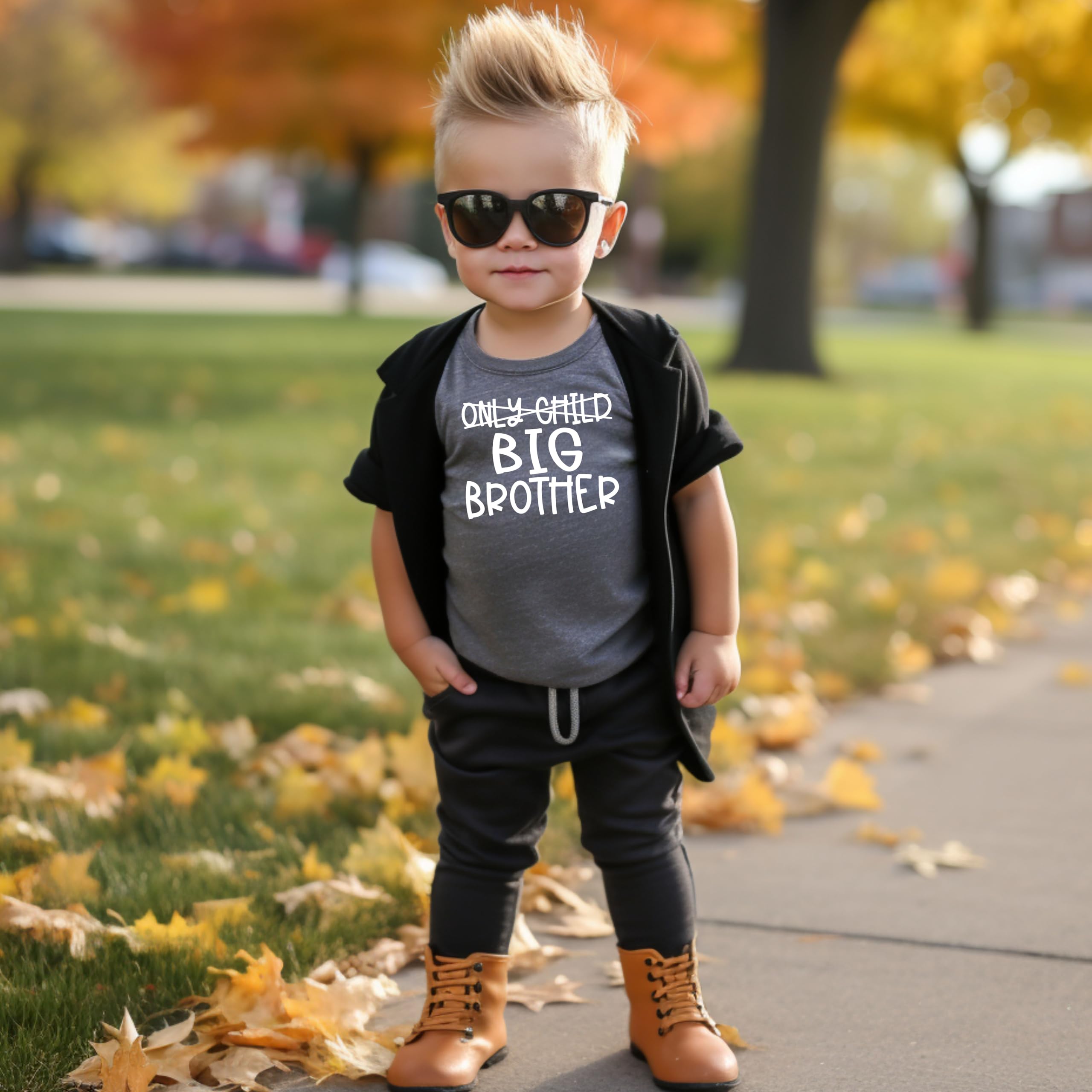 Only Child to Big Brother Sibling Reveal Announcement Shirt for Boys Big Brother Sibling Outfit Granite Heather Shirt 12 Months