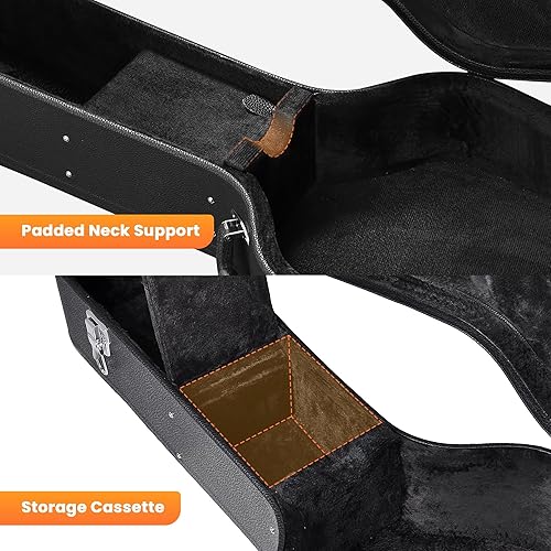 Miniatura 7 de ZeHuoGe Caja rígida de madera con cerradura para guitarra acústica de 41 "Dreadnought PU Surface US Delivery