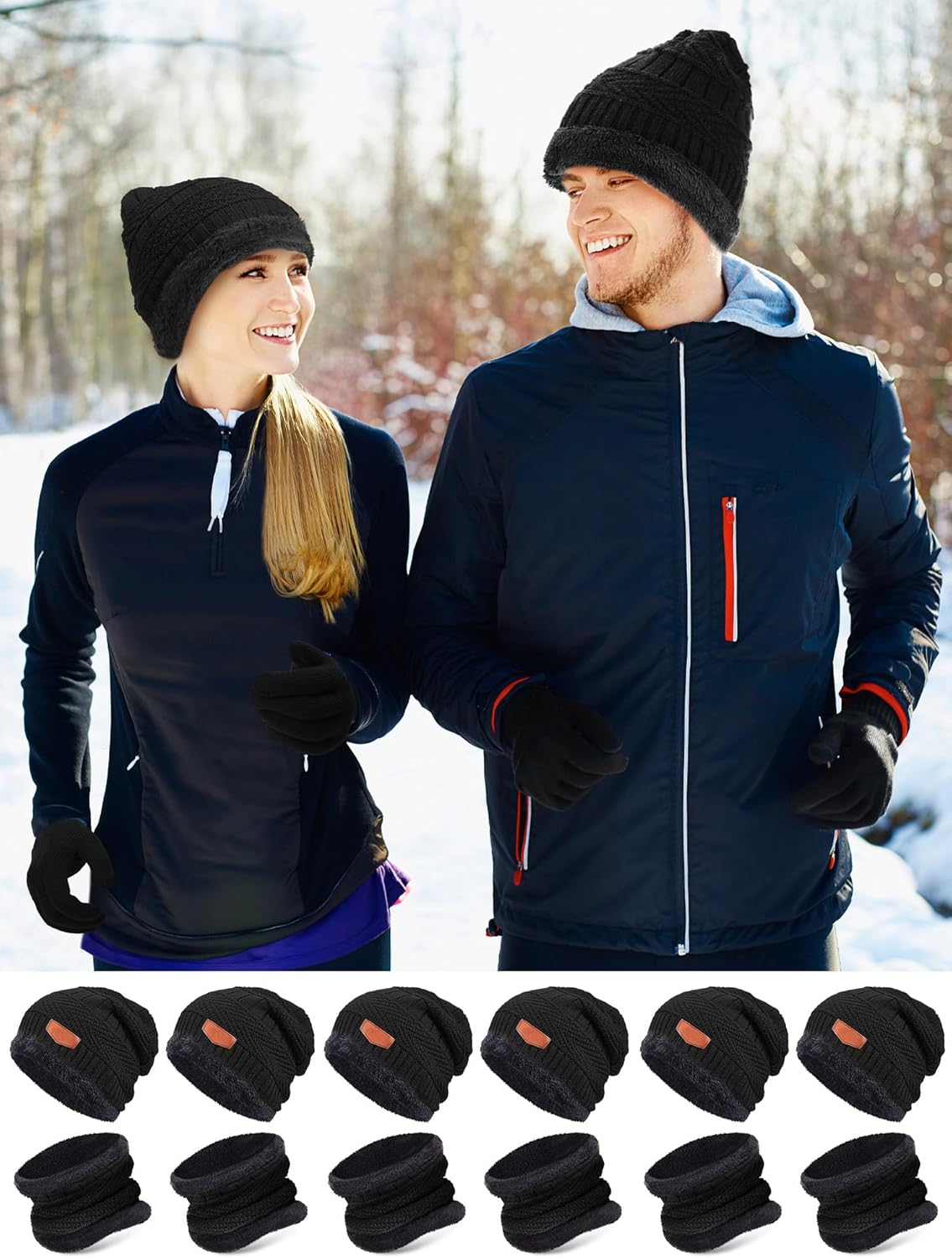 Toulite 48 Pcs Winter Hats Gloves Scarves Socks Set Fleece Lined Beanie Caps Neck Gaiter for Women Men Homeless Bulk - Image 5