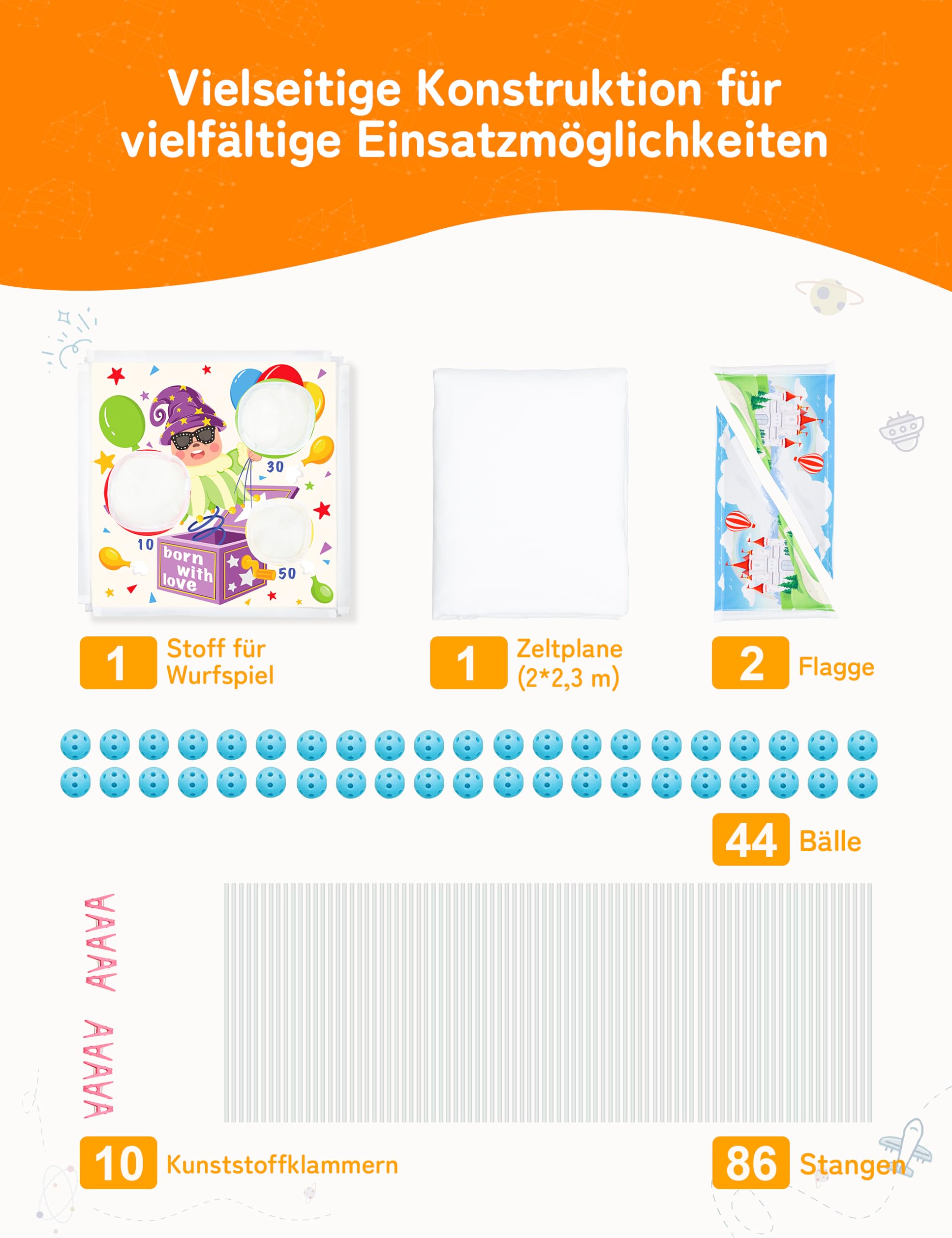 besrey Höhle Bauen Kinder – 144PCS Konstruktionsspielzeug mit Wurfspiel, Kinder Höhle, Outdoor Garten Spielzeug, Kreatives Bauset für Indoor/Outdoor, XXL Bausteine, Höhlenbauset | STEM Konstruktionsspielzeug mit Wurfspiel & Nachtleuchtende Höhlenbauset