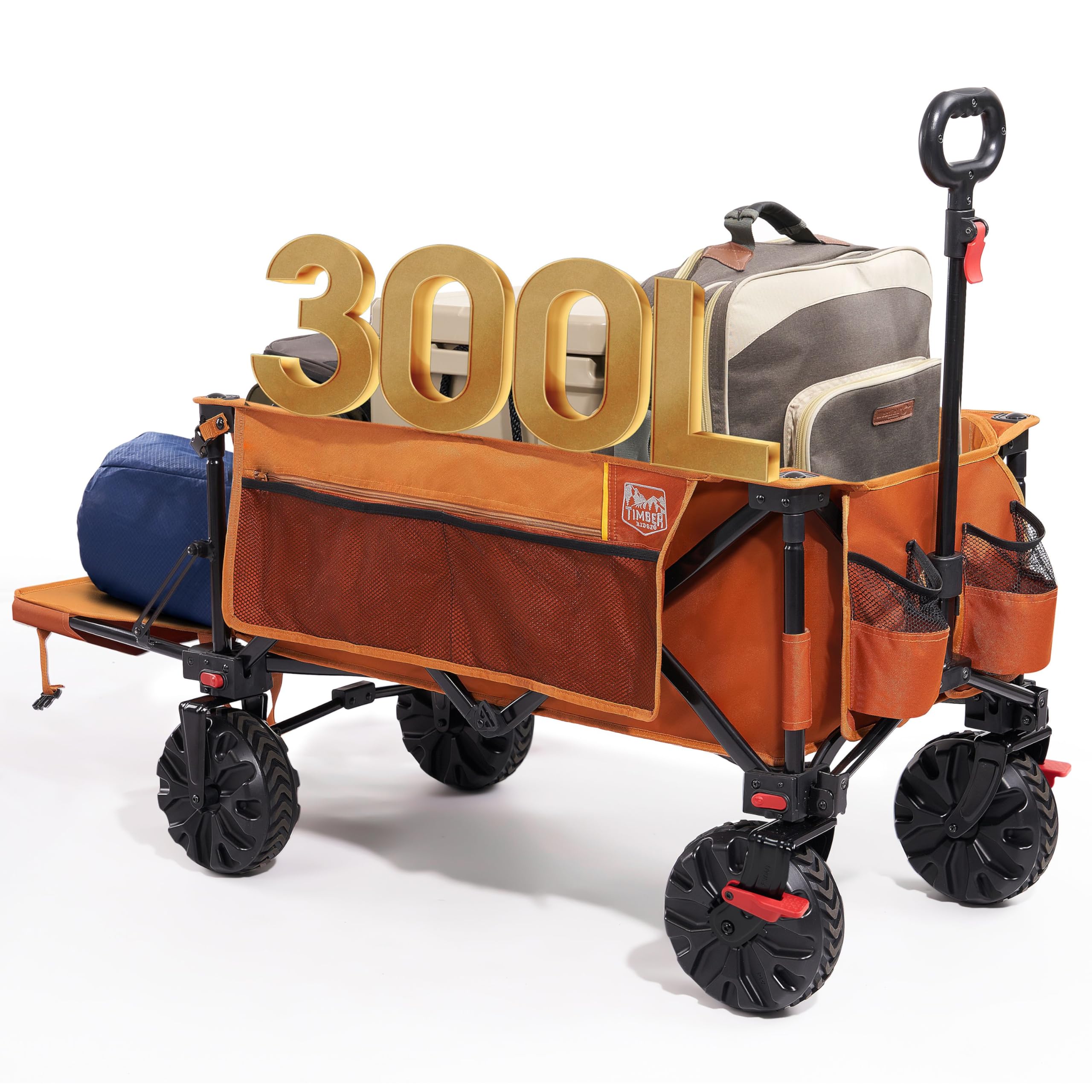 Timber Ridge Festival Trolley300 L Folding Beach Cart With Brakes & Adjustable Tailgate135 Kg Capacity Collapsible Wagon from B&Q
