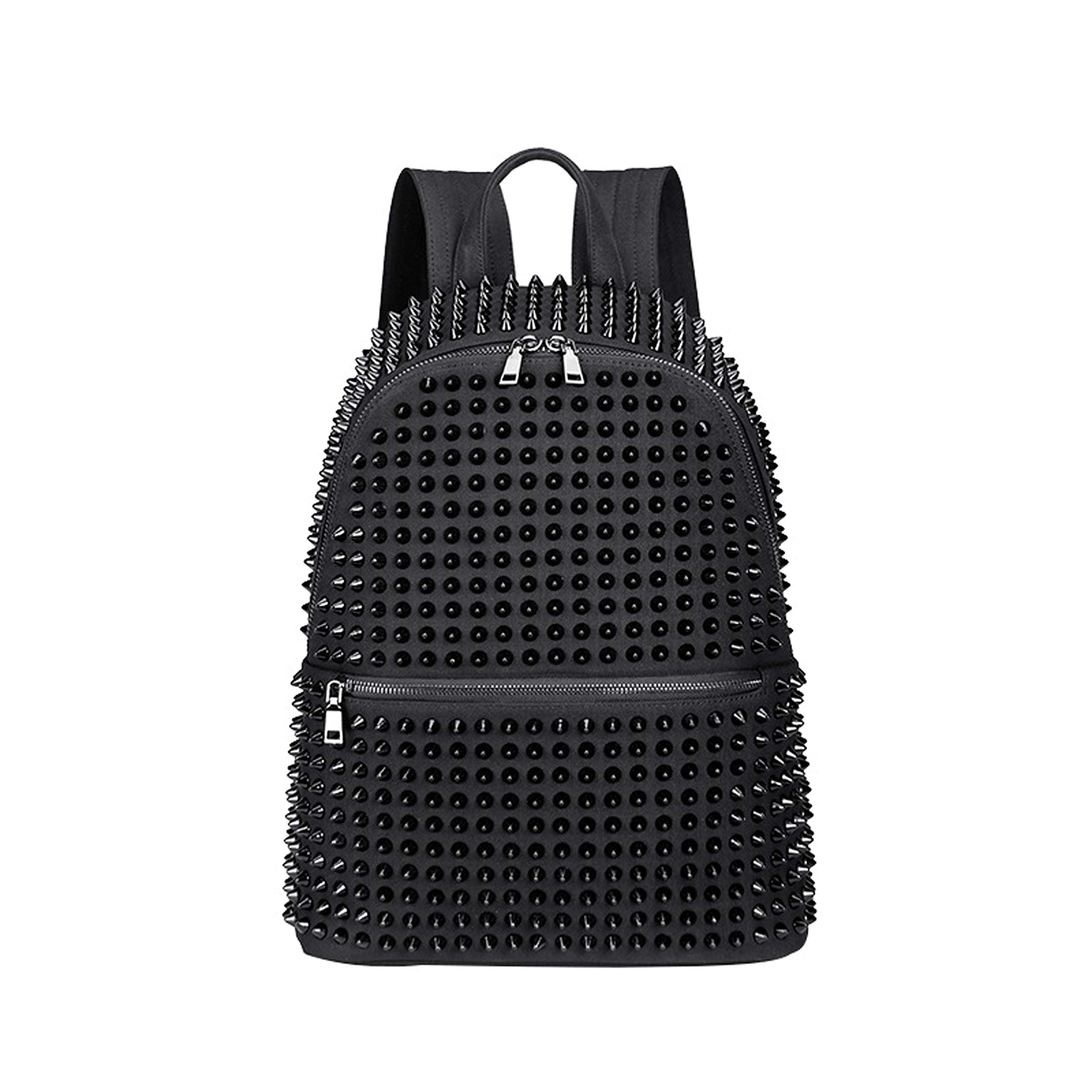 Crystalonly Men's Black /Wo's Rivet Backpack Spike Messenger Rucksack Satchel Tote Crossbody Bag, Onesize, Tote