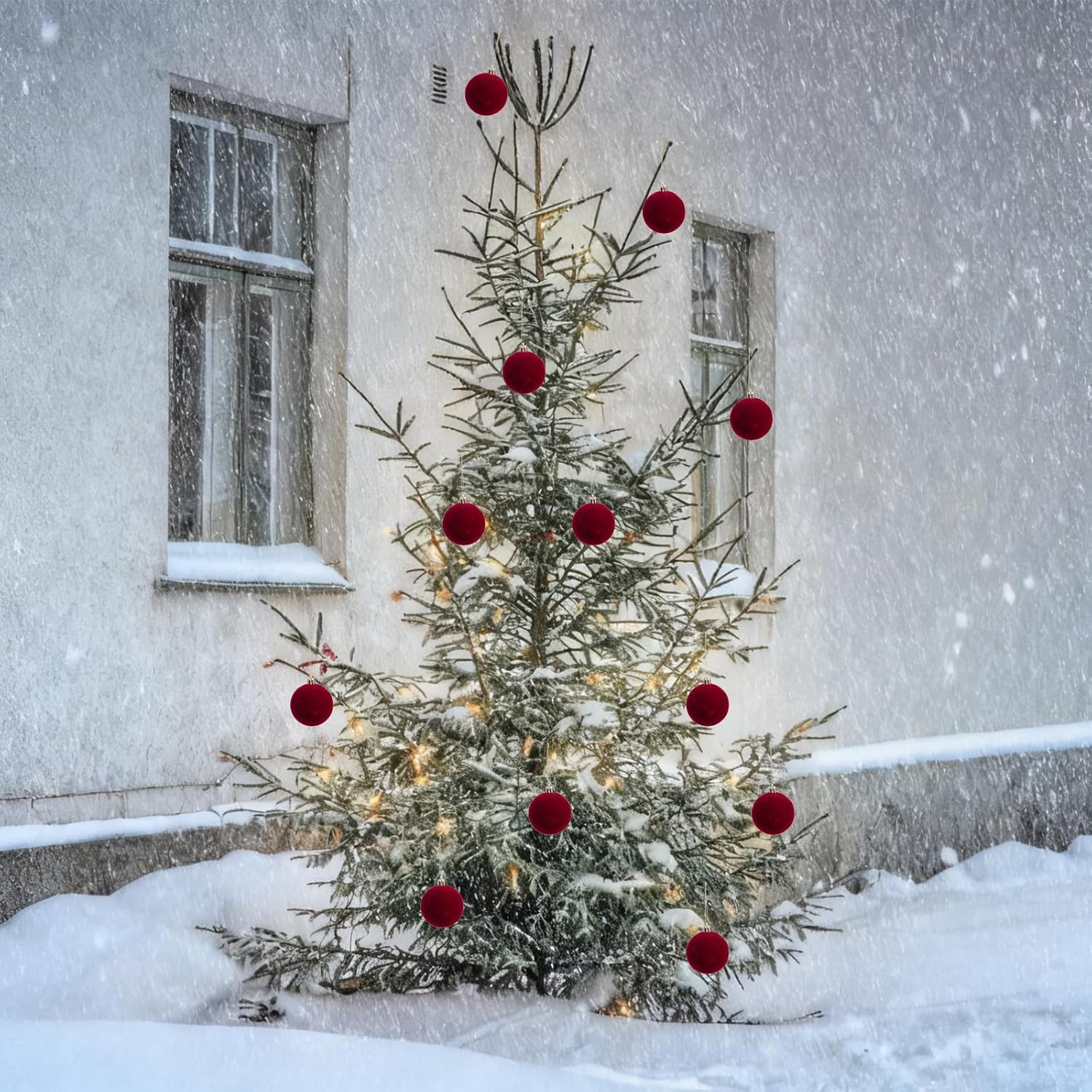 15pcs Velvet Christmas Balls 1.97 Inches Flocked Christmas Hanging Ornaments Ball Red Xmas Tree Velvet Balls for DIY Craft Projects Wedding Christmas Tree Home Decor