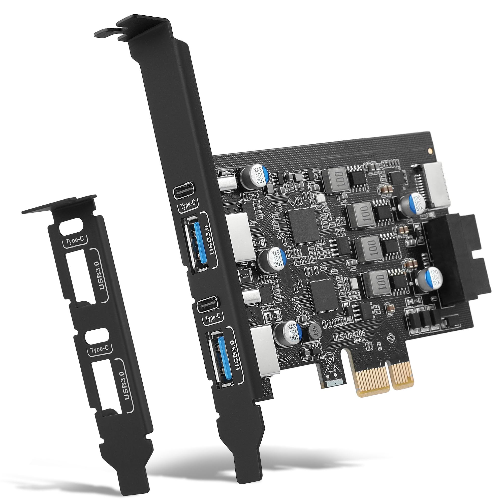 6-Ports USB PCIe Card PCI Express to Type C(2),USB Type-A（2） Expansion Card with Internal 19 Pin Connector/Type E(A-Key), Comes with a Low Profile Bracket, Supports Windows and Linux-image-5