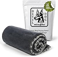 DevilDogMicrofiber 1200 GSM Microfiber Dog Towel - Large 24x35 Quick Dry Absorbent Bath Towel for Dogs, Gray Beach & Travel Essential