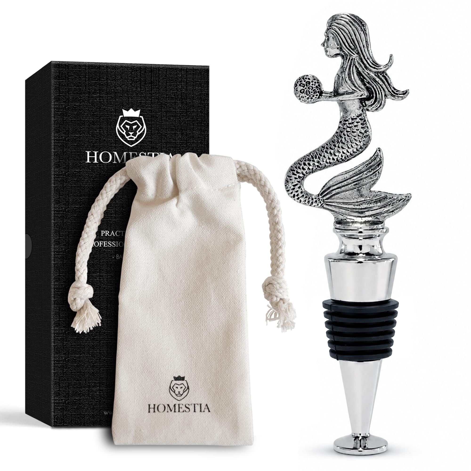 Homestia - Tapón de acero inoxidable reutilizable para botella de vino y otras bebidas.