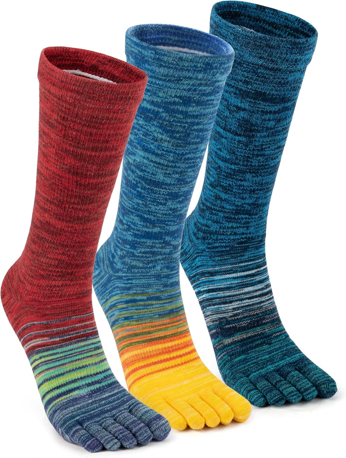 Crew Toe Sock, Cotton Ankle Sock & Stocking, Arch Support, Running Five-Toe Design(3&6pairs)