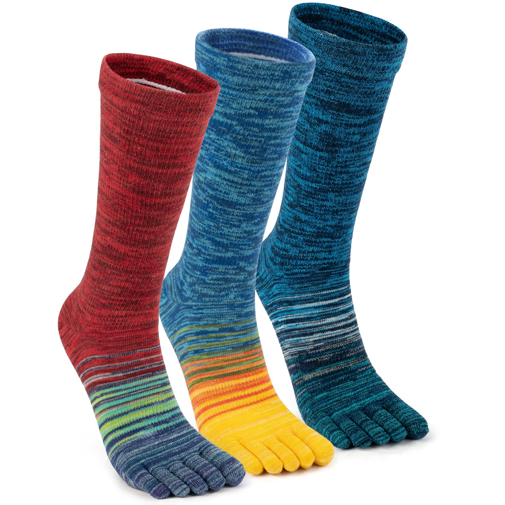 Womens Crew Toe Sock, Colorful Cotton Toe Socks for women Arch Support, Casual Calf Running Five-Toe Design(3&amp;6pairs)