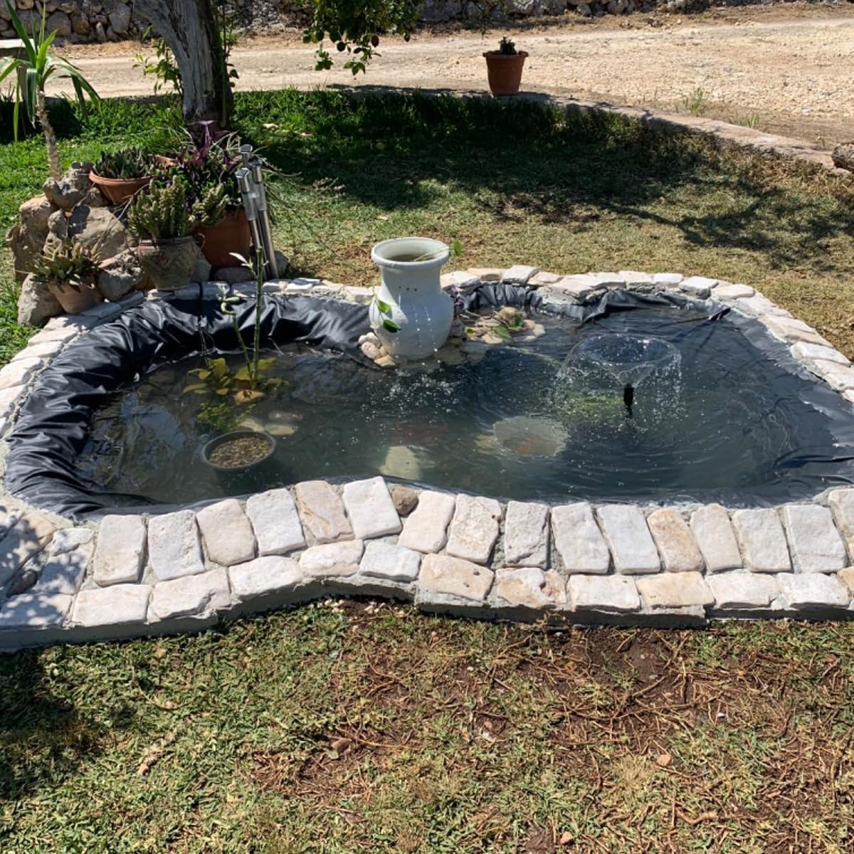 Rivestimento per laghetto, 12 x 12 m, flessibile, nero, per piscine di pesci Koi Po, giardini acquatici, spessore 0,2 mm per una protezione ottimale e Lonvi