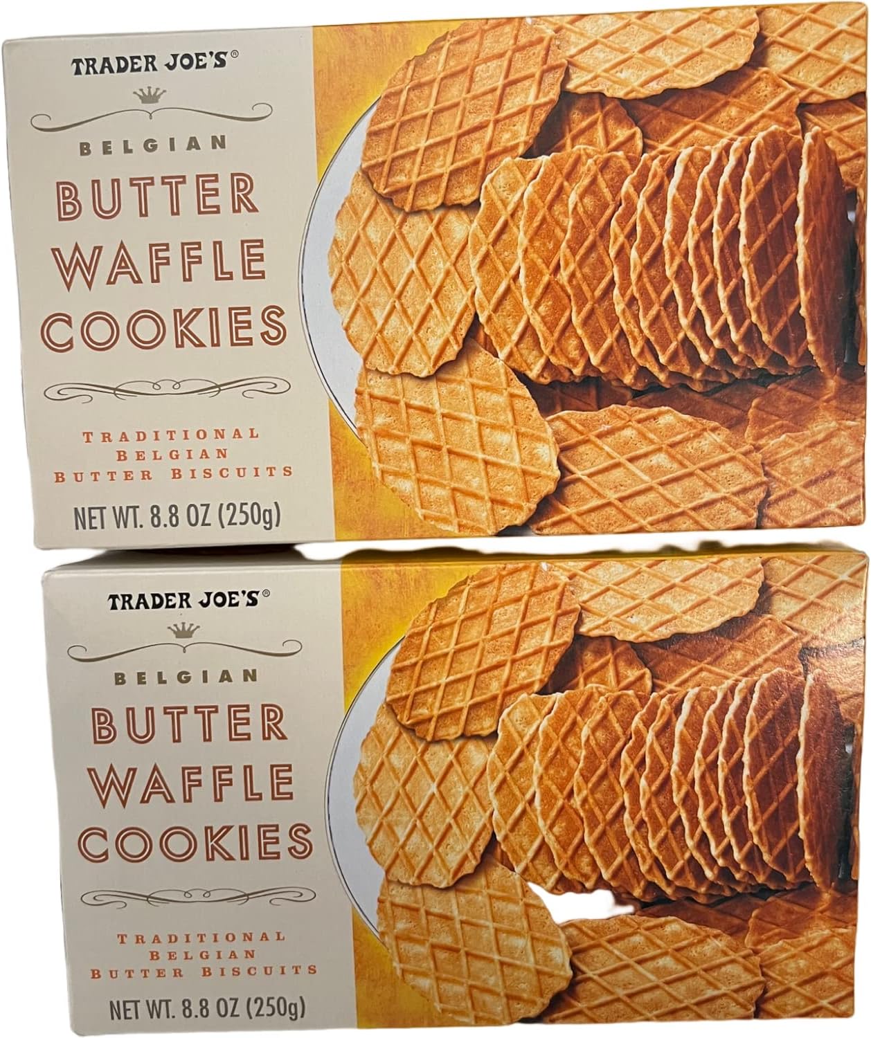 Trader Joe's Belgian Butter Waffle Cookies Traditional Belgian Butter Biscuits, 8.8 oz (Pack of 2)