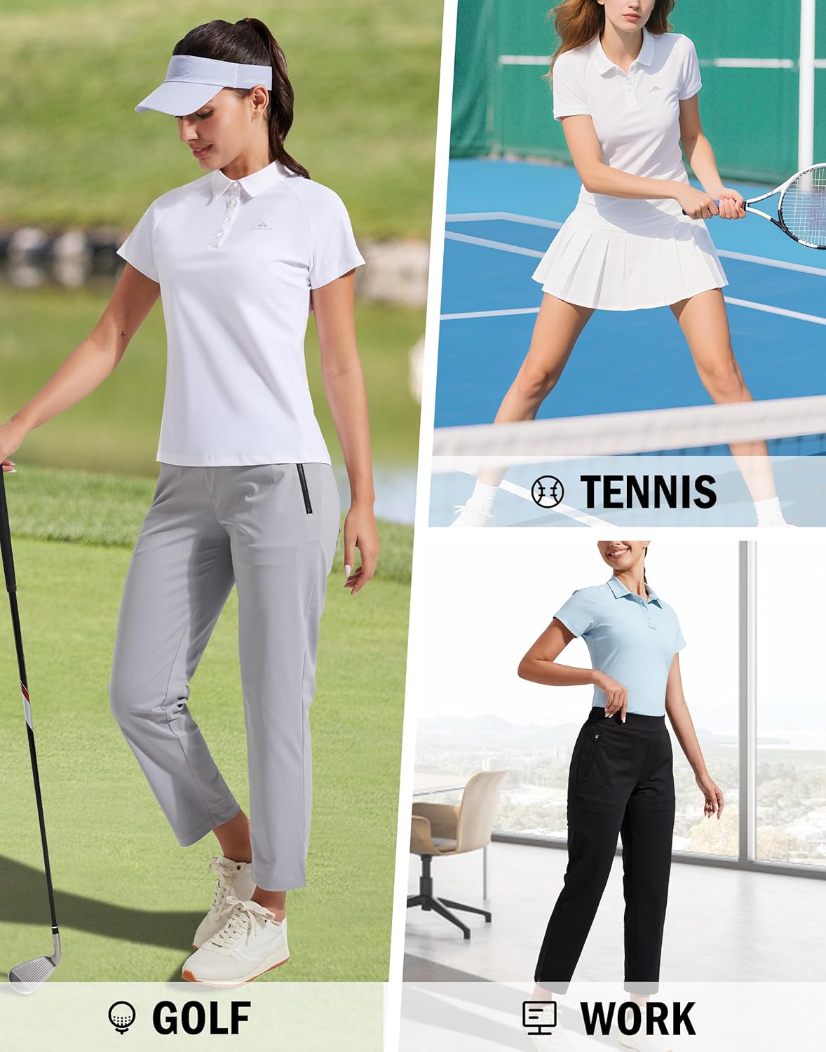 Pioneer Camp Women's Golf Shirt Short Sleeve Polo Shirts UPF 50+ Quick Dry Collared Tennis Work Athletic Tops 4 Button - Image 5