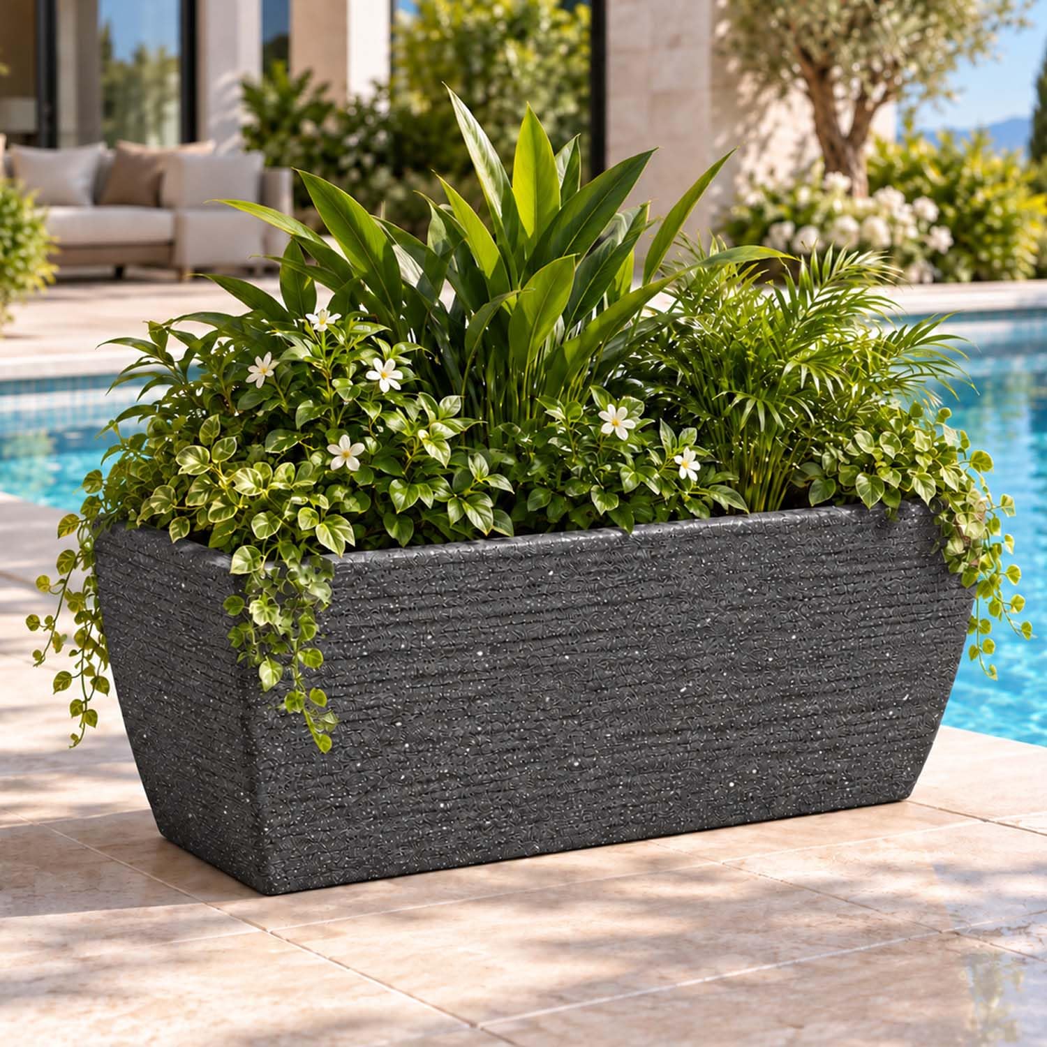 Go Hooked Leios Planter - Marble Rectangular Pot -8