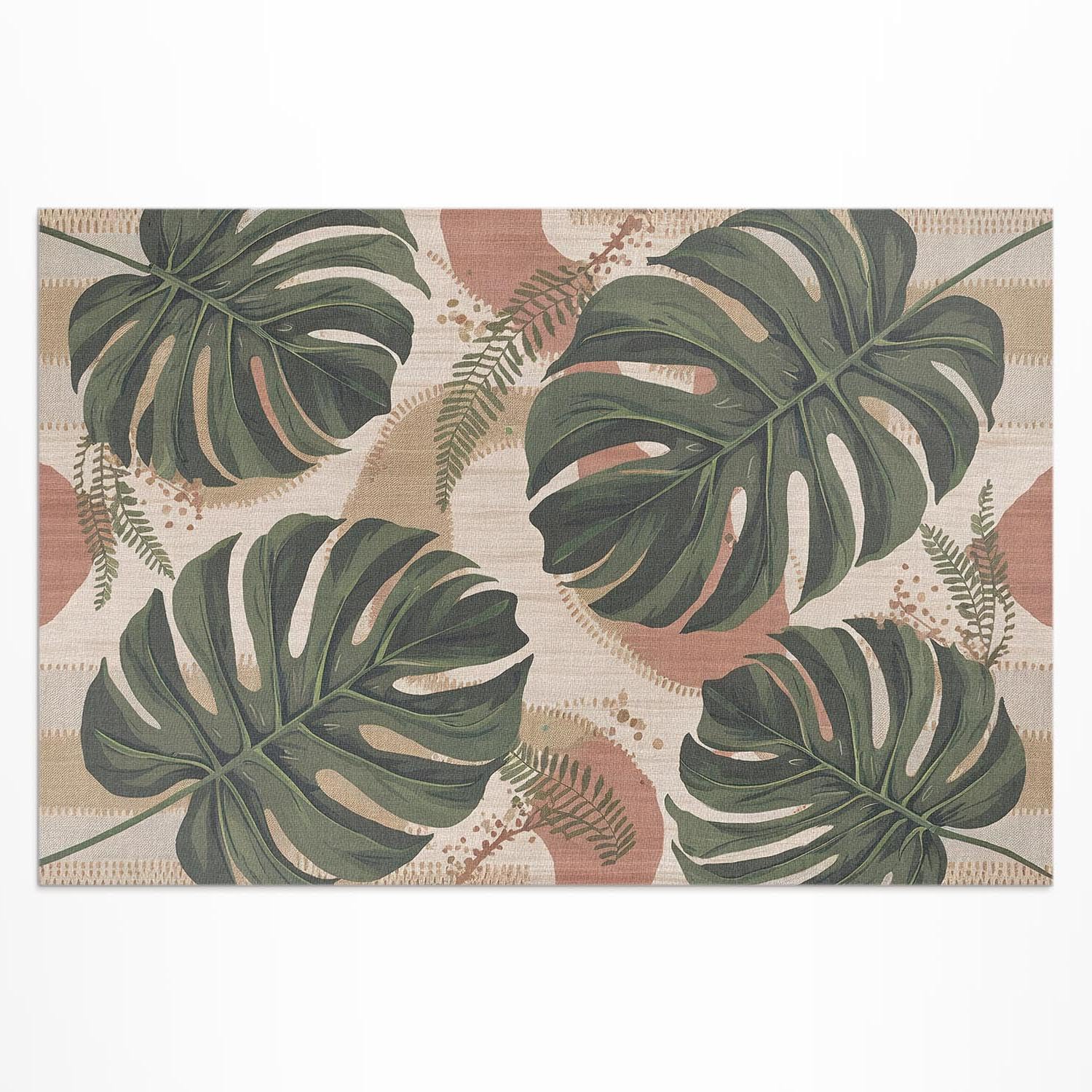 Tapis extérieur étanche en PVC anti-décoloration motif Monstera 60x90