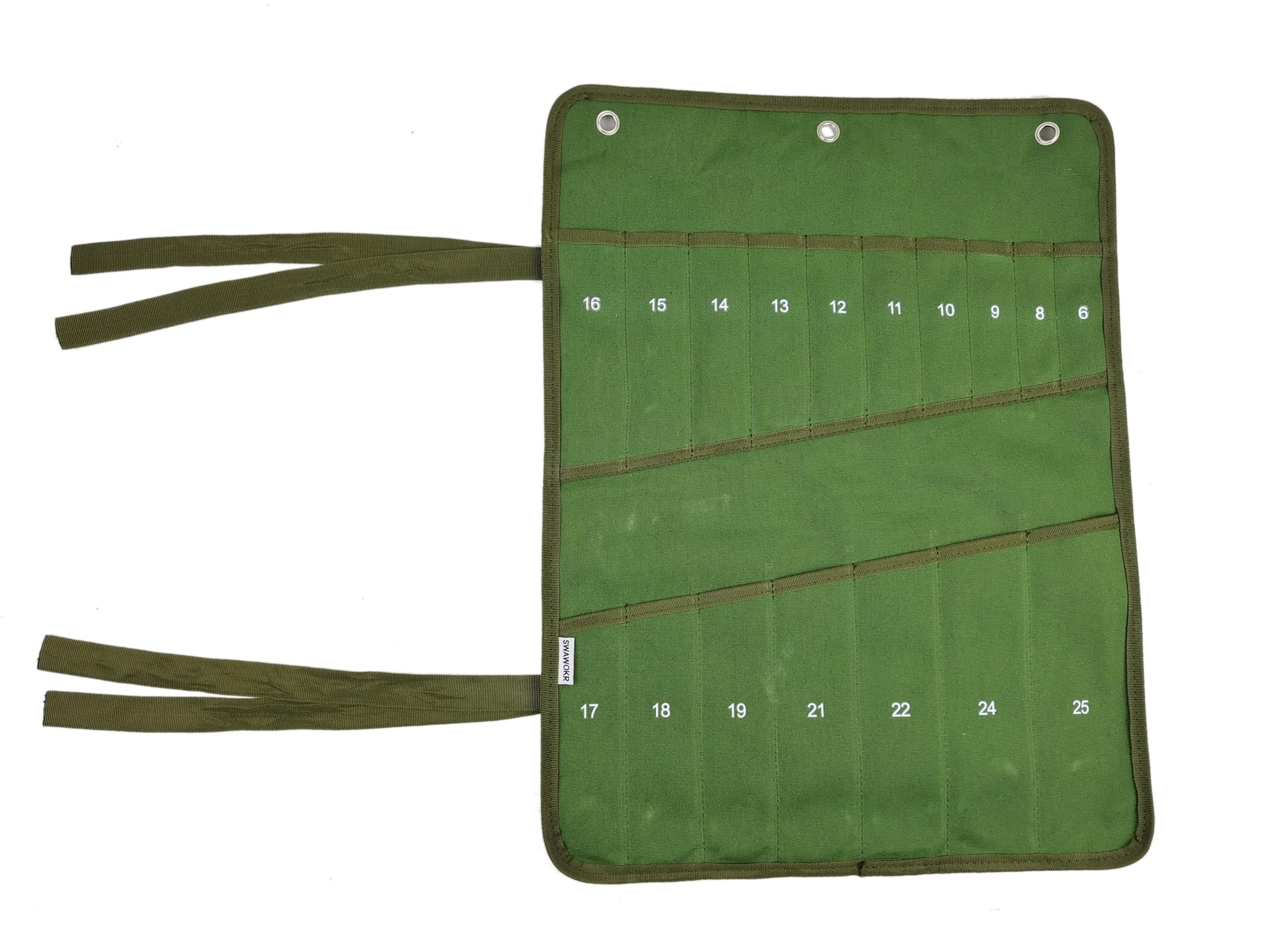 17 Pocket Canvas Ratchet Combination Wrench Roll Organizer: Easy-to-Roll Tool Pouch Bag for Efficient Storage
